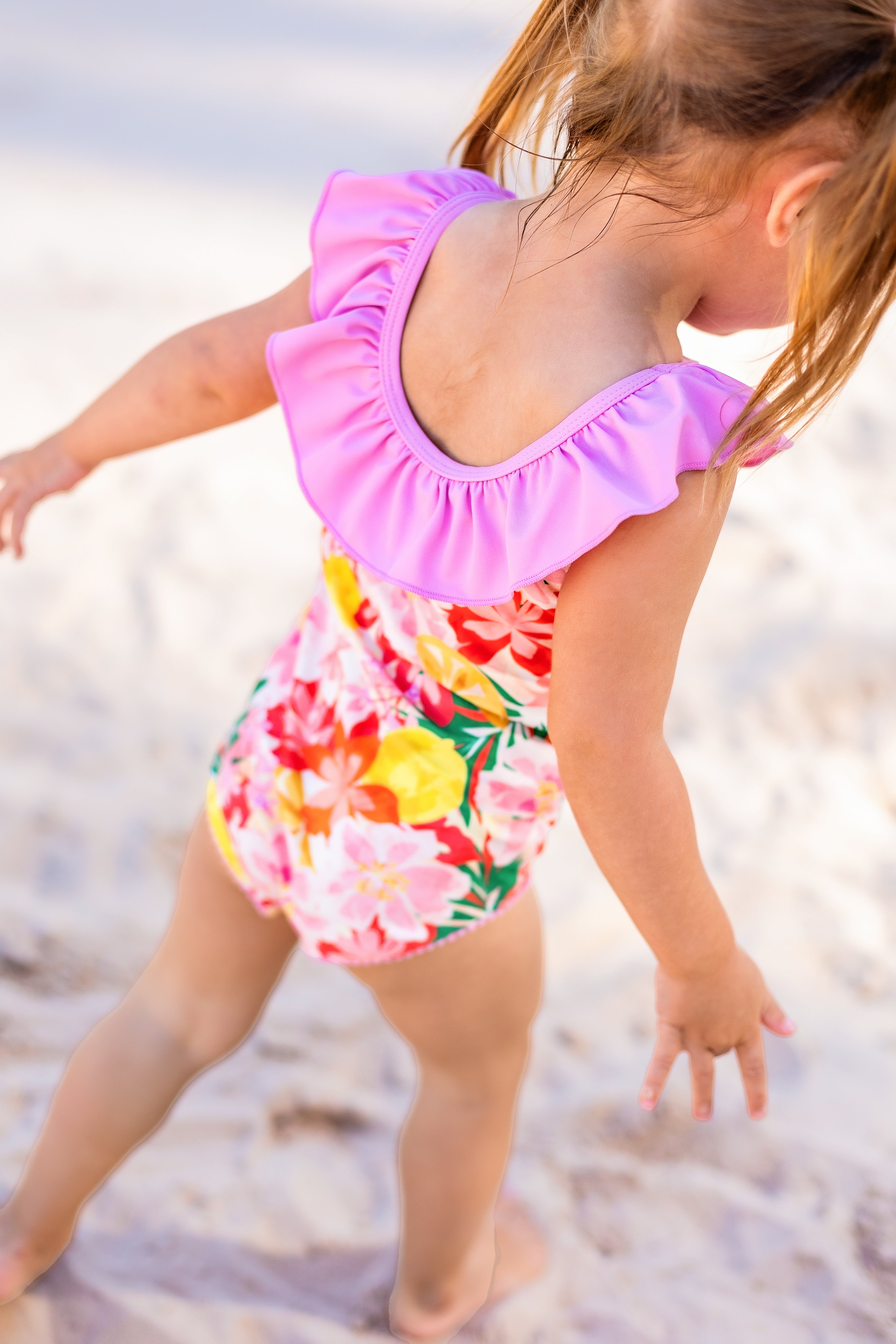 One Piece Swimsuit Luau Pink Hibiscus