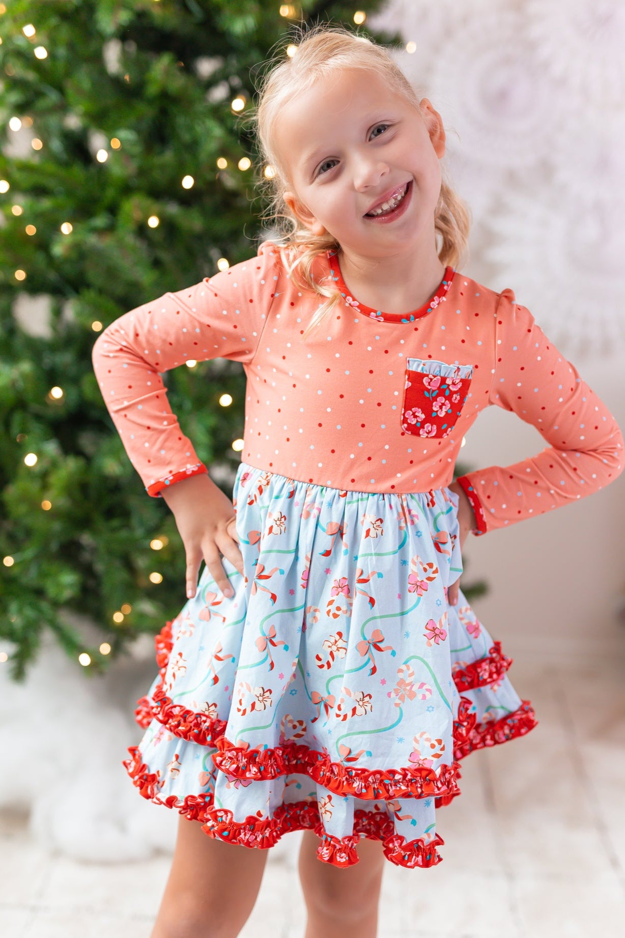 Candy Cane Lane Ruffle Dress (Pre-Order)