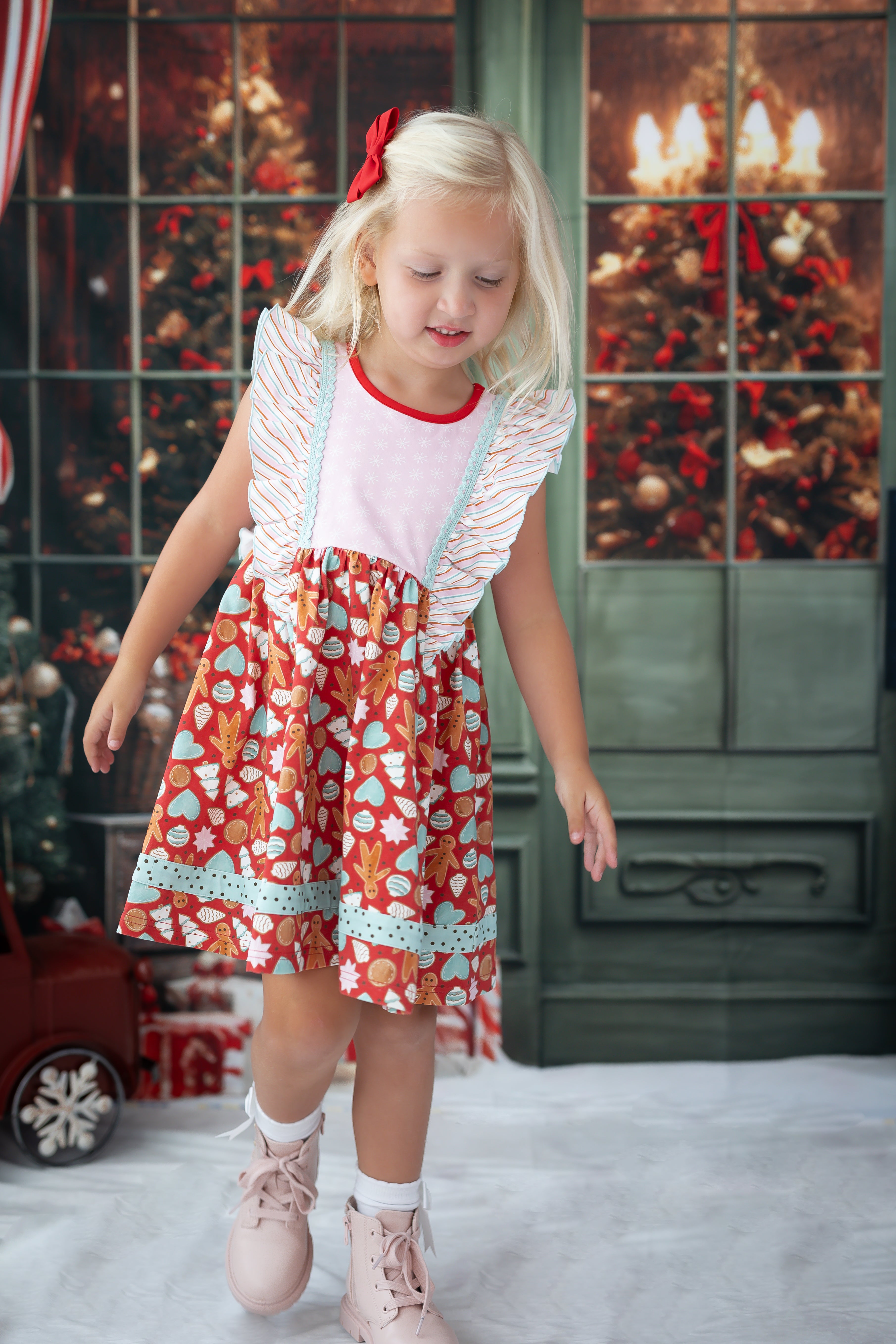 Merry Gingerbread Moments Ruffle Dress (Pre-Order)