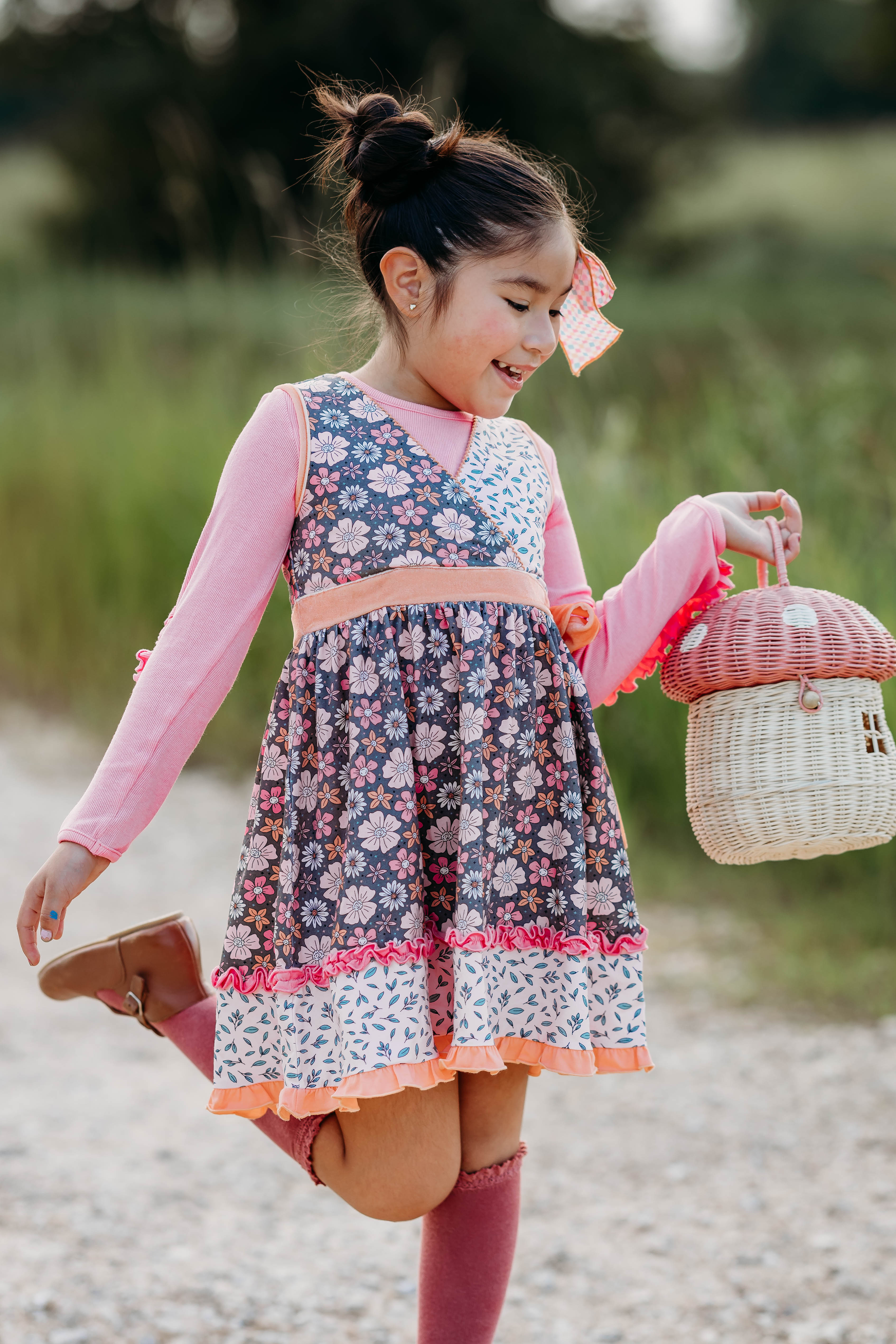 Rosy Ruffle Ribbed Tee