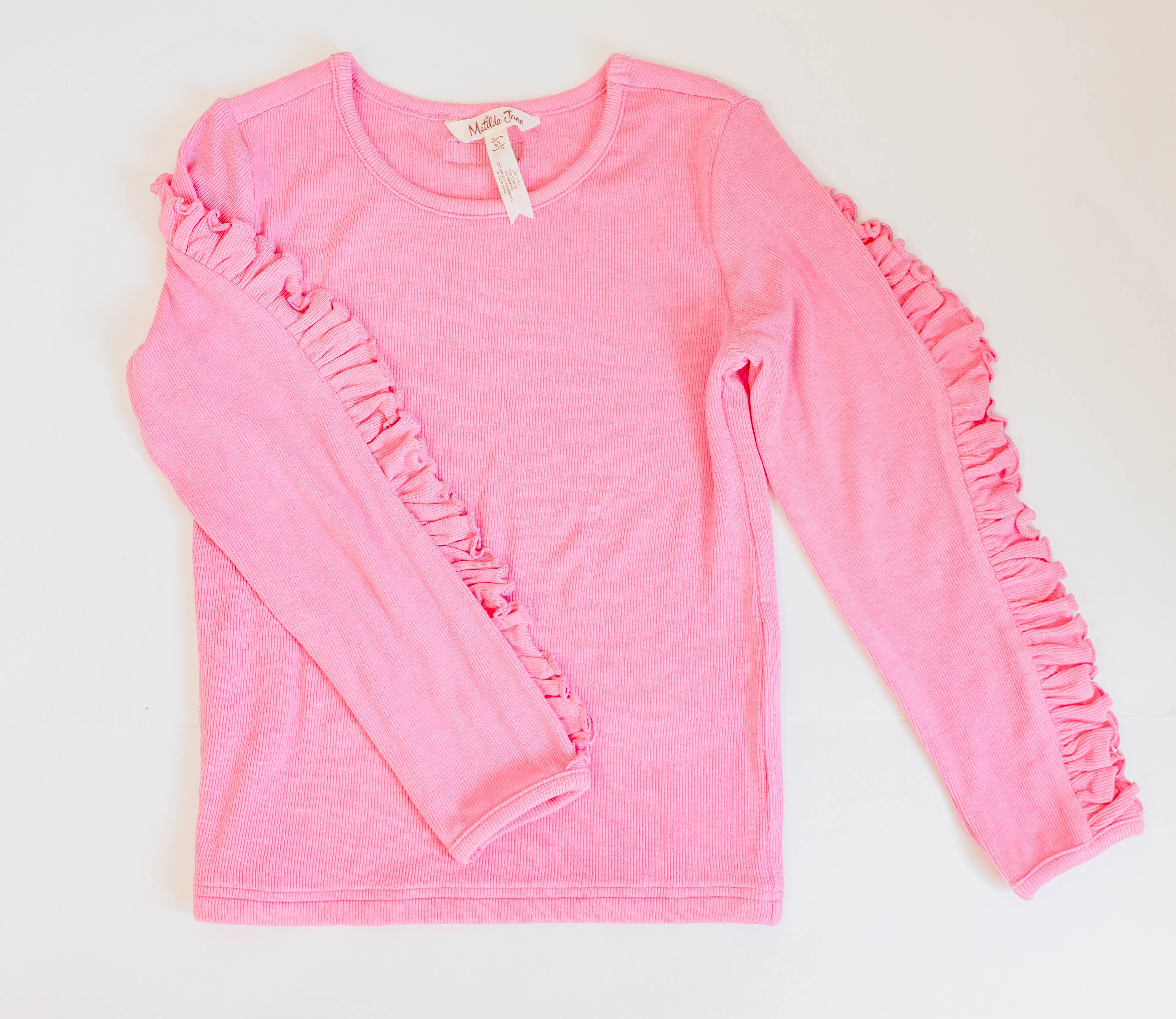 Rosy Ruffle Ribbed Tee