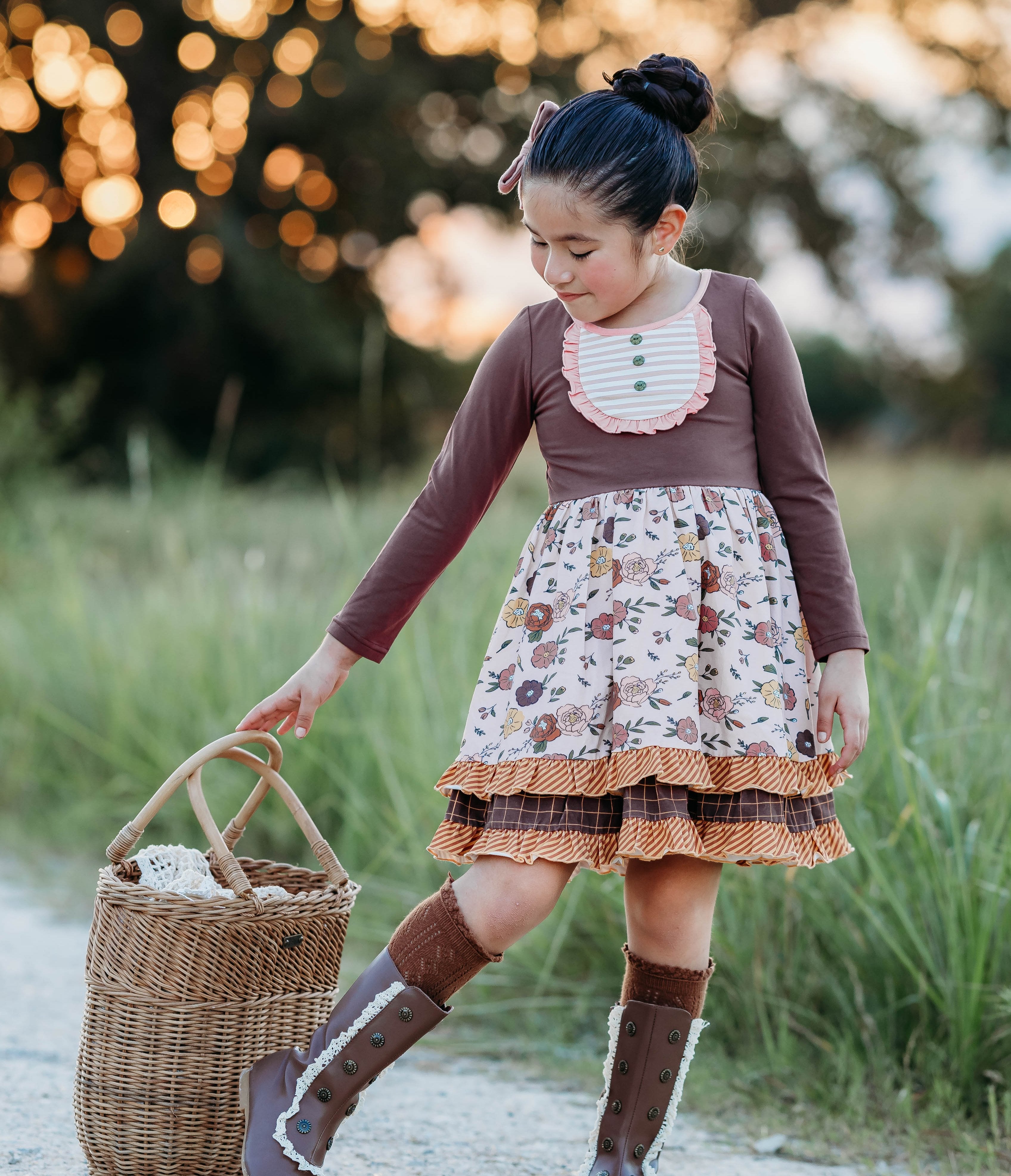 Mulberry Mocha Double Ruffle Dress