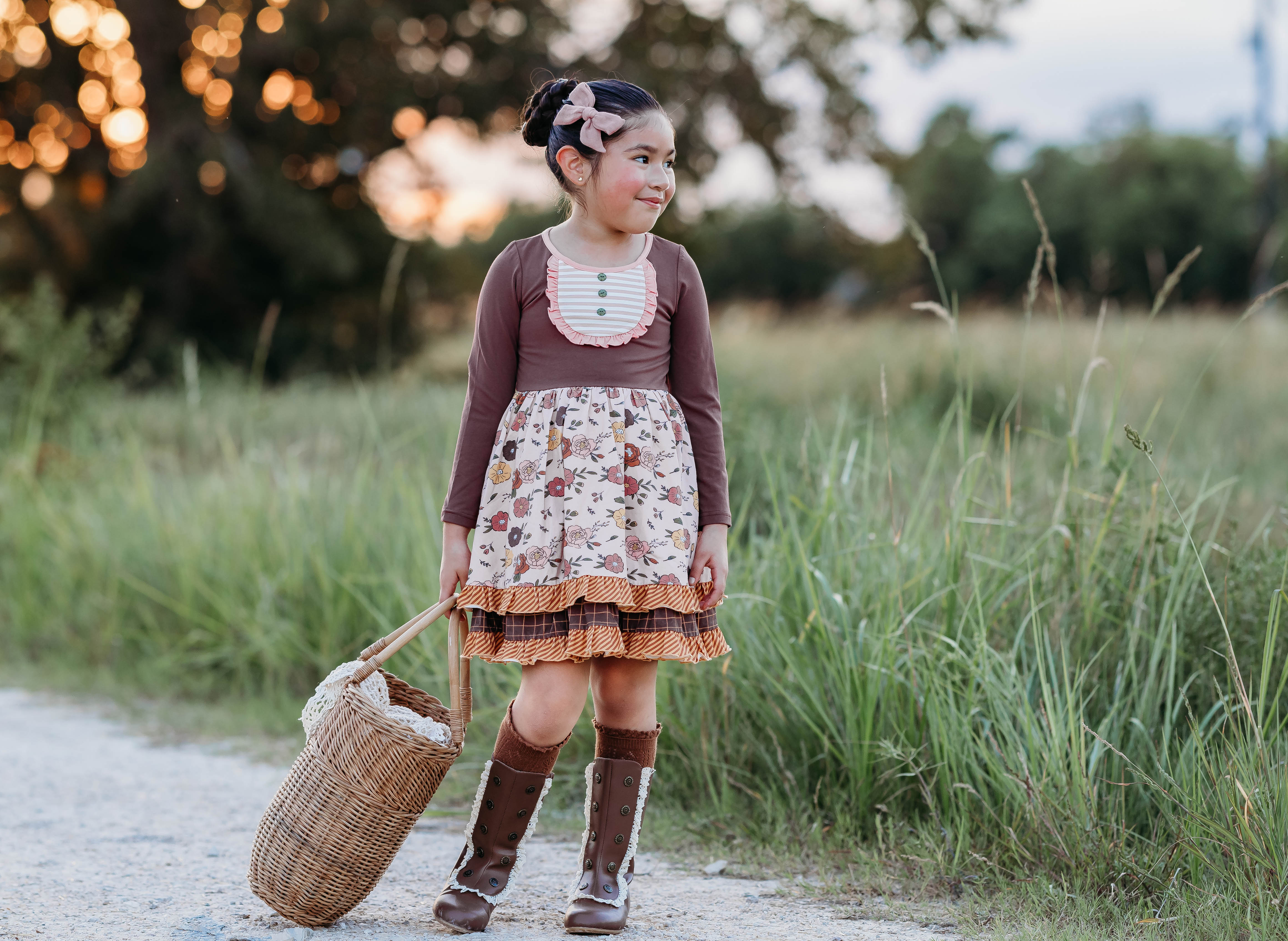 Mulberry Mocha Double Ruffle Dress