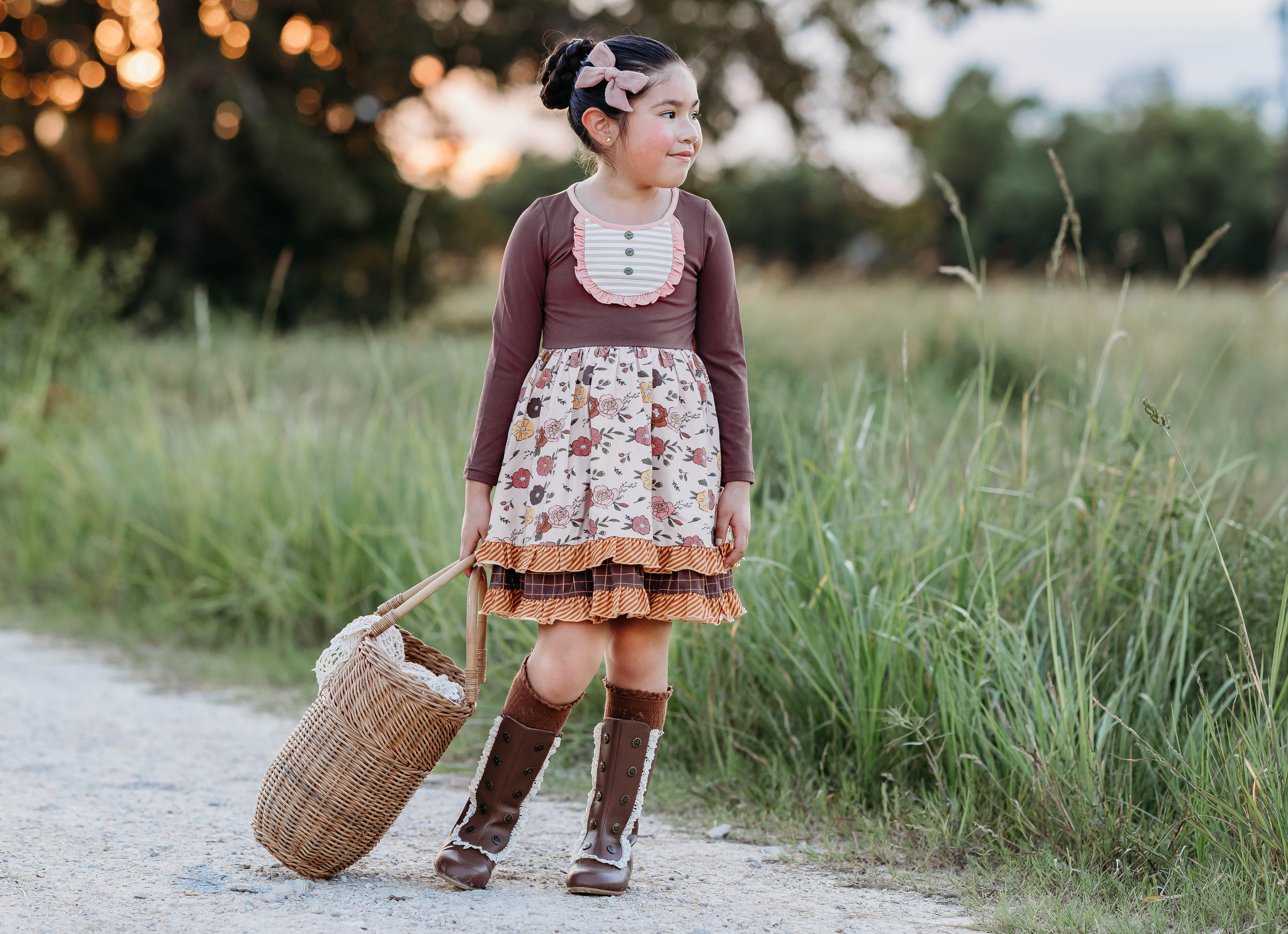 Mulberry Mocha Double Ruffle Dress