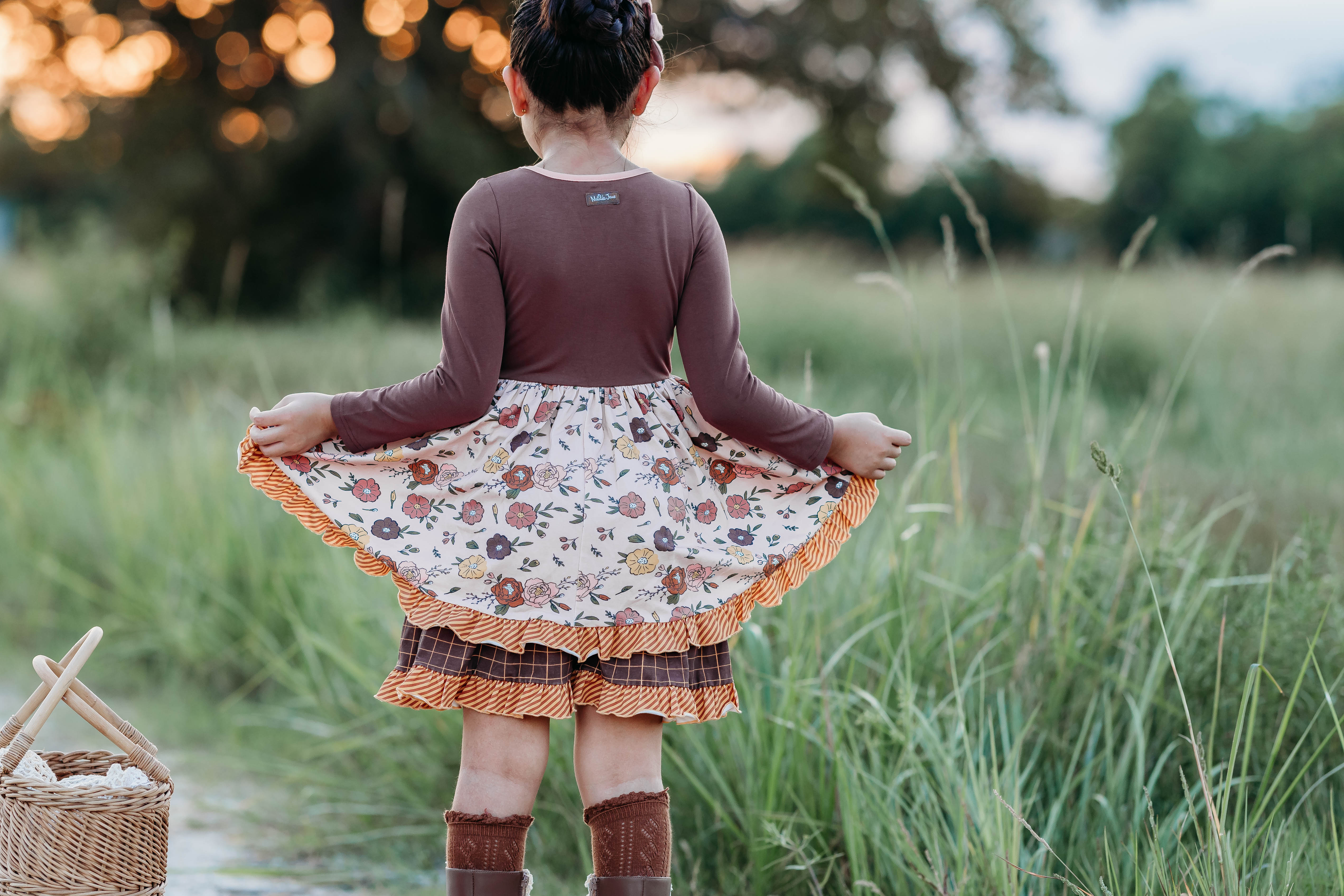 Mulberry Mocha Double Ruffle Dress