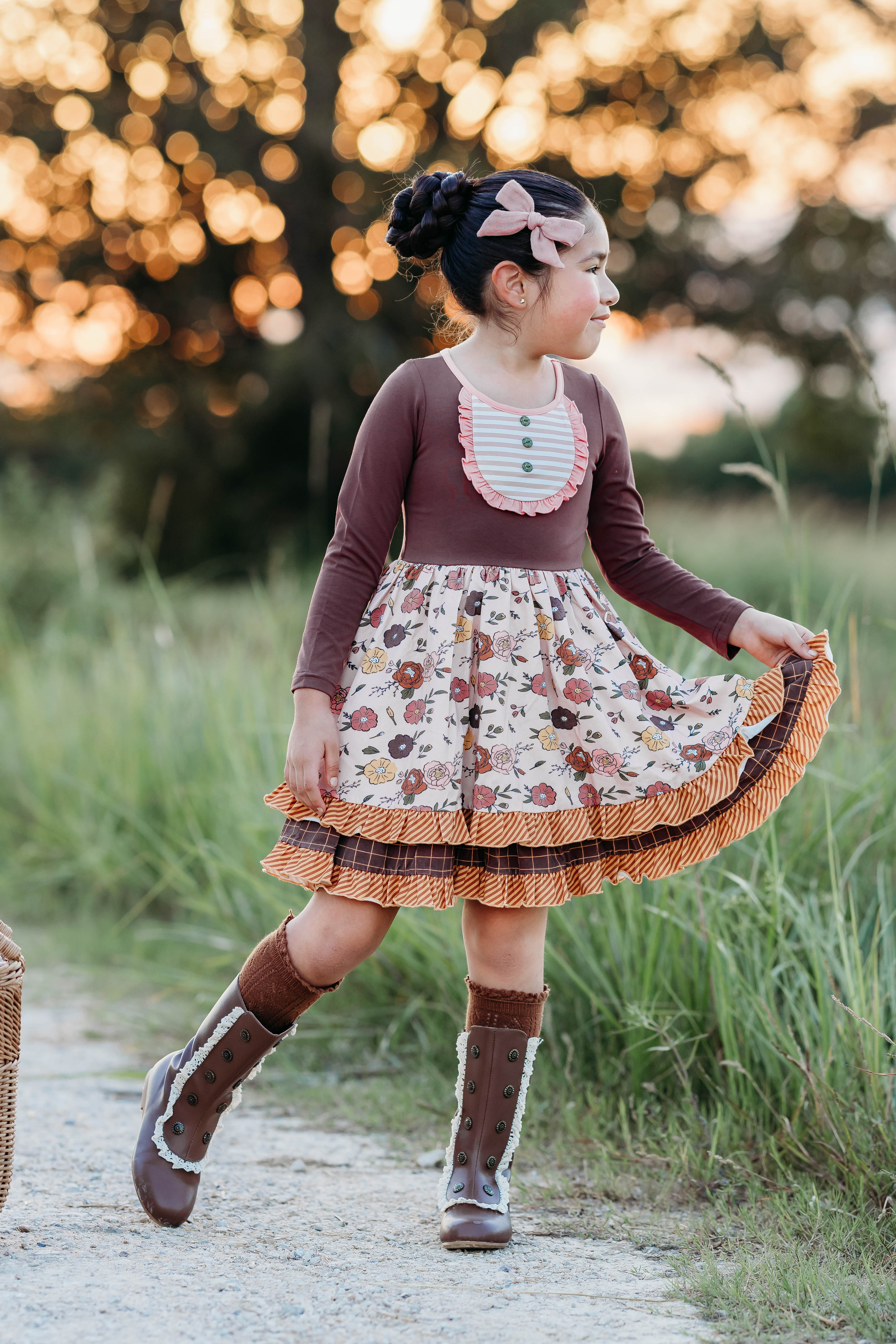 Mulberry Mocha Double Ruffle Dress