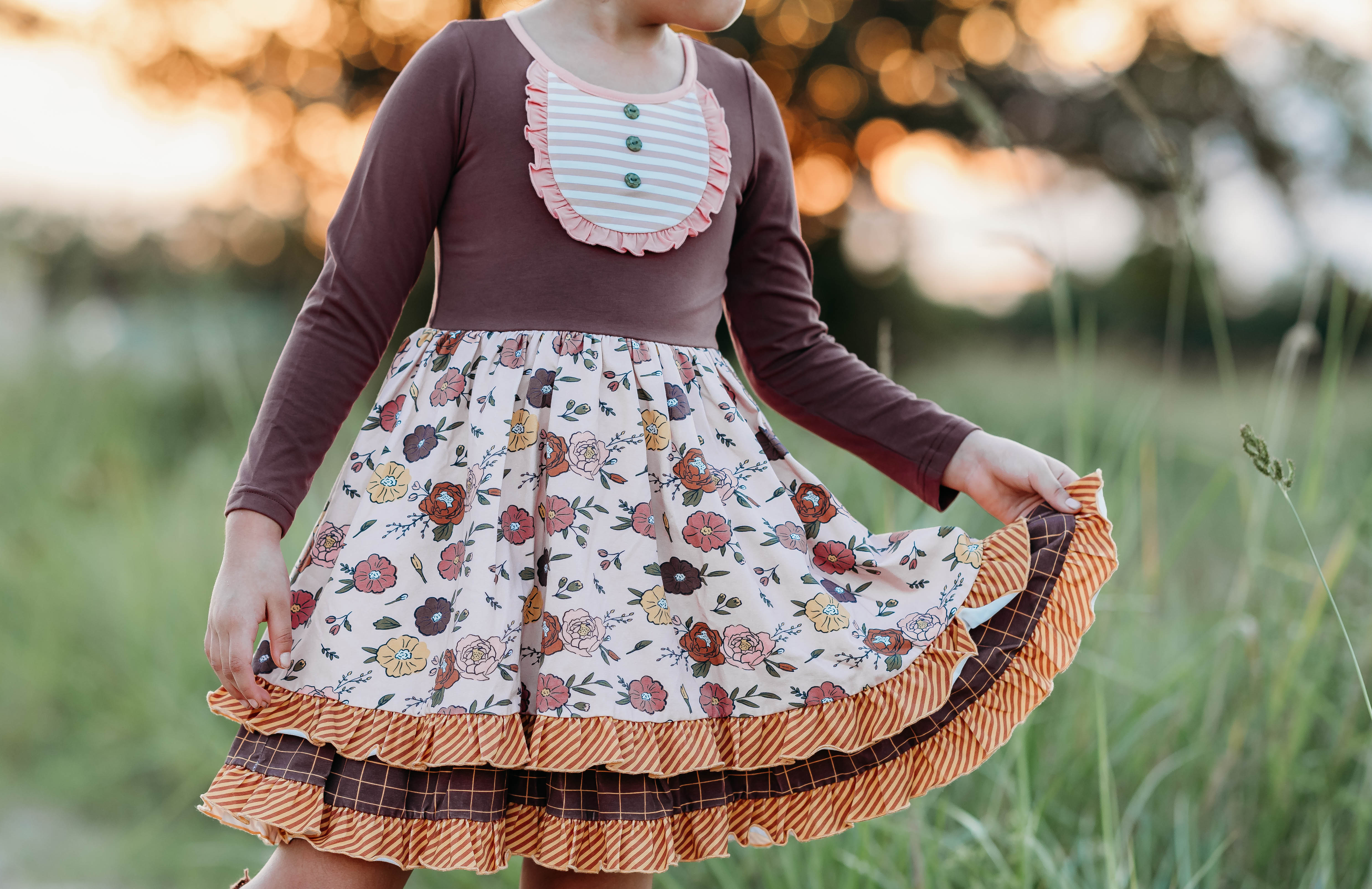 Mulberry Mocha Double Ruffle Dress