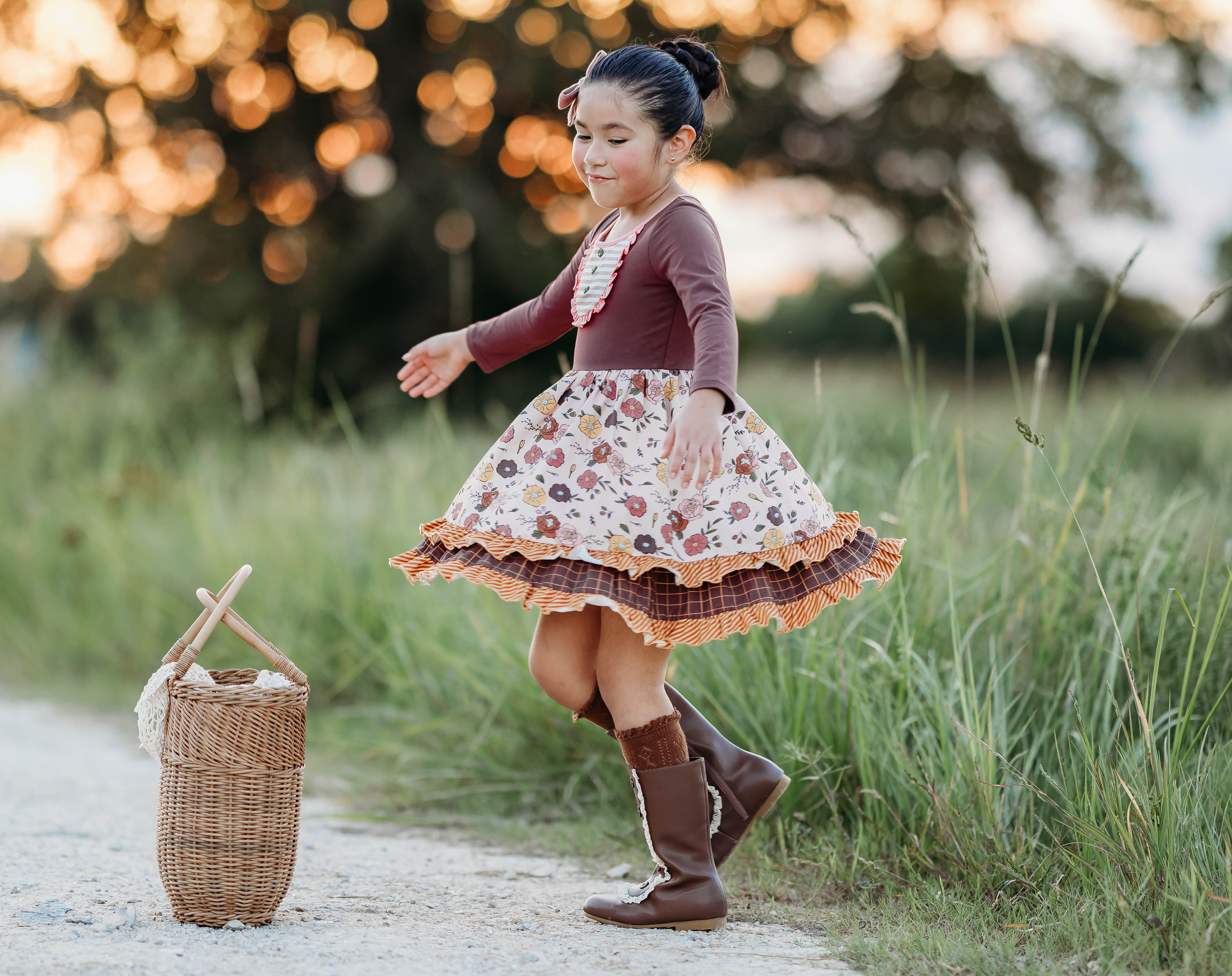 Mulberry Mocha Double Ruffle Dress