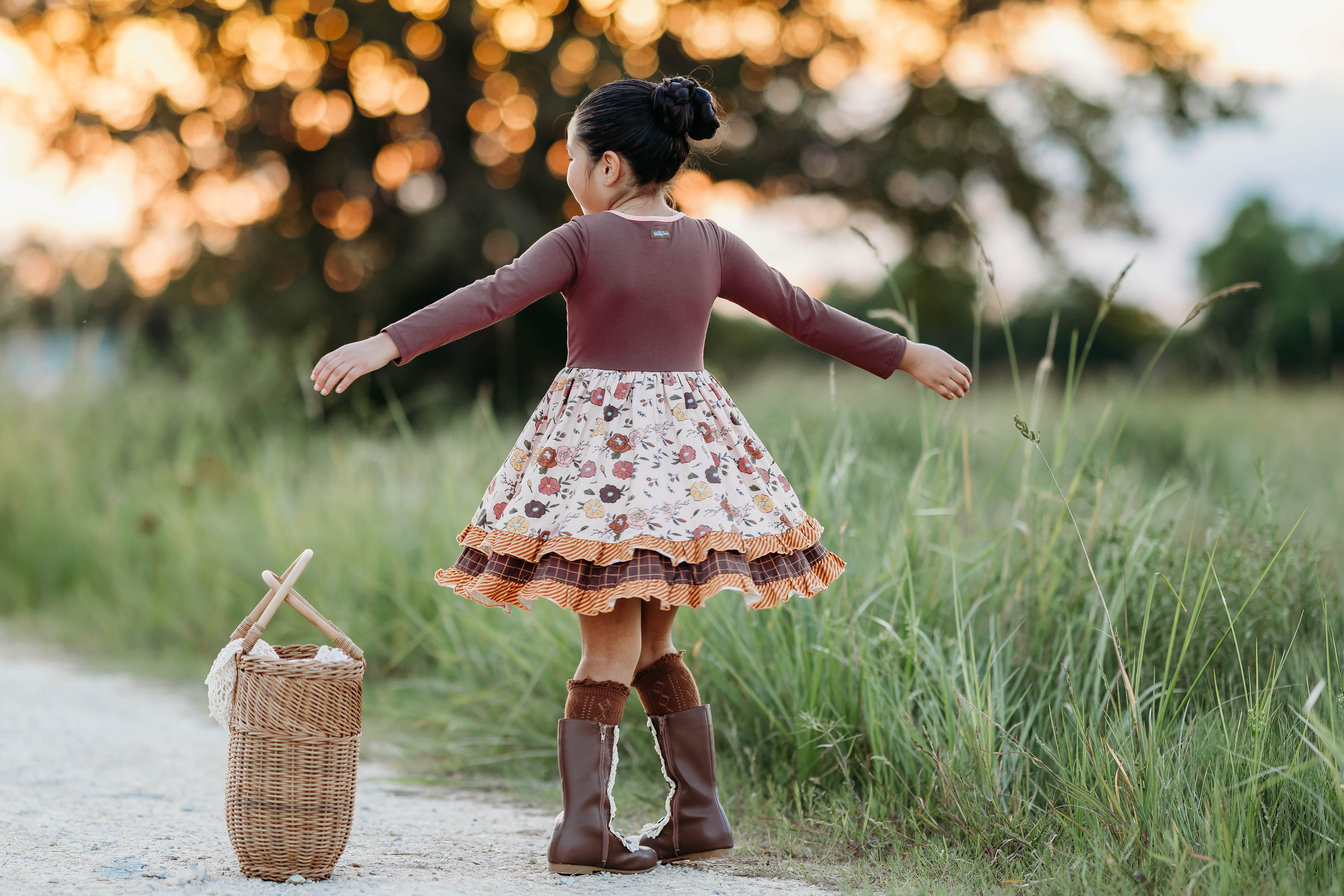 Mulberry Mocha Double Ruffle Dress