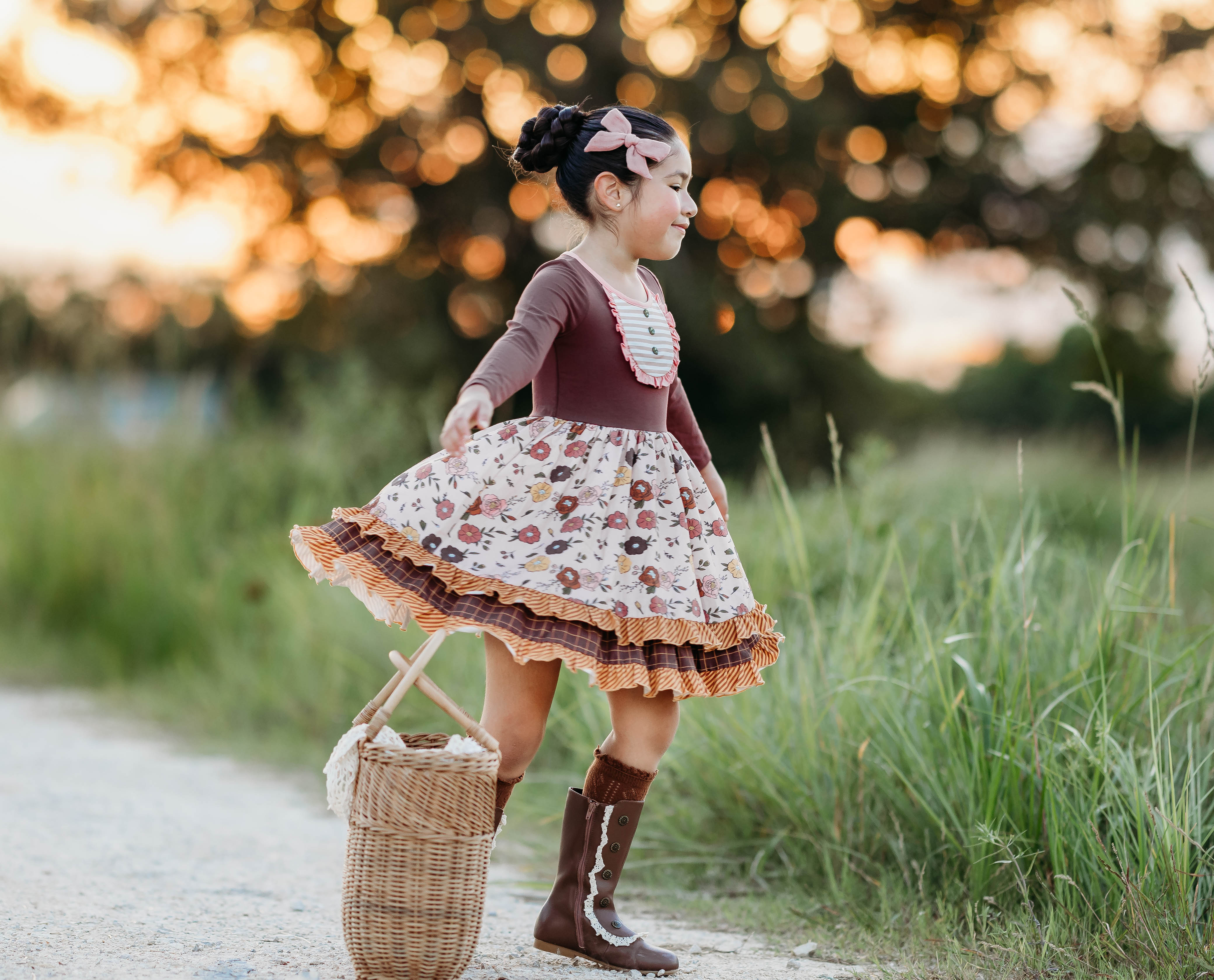 Mulberry Mocha Double Ruffle Dress