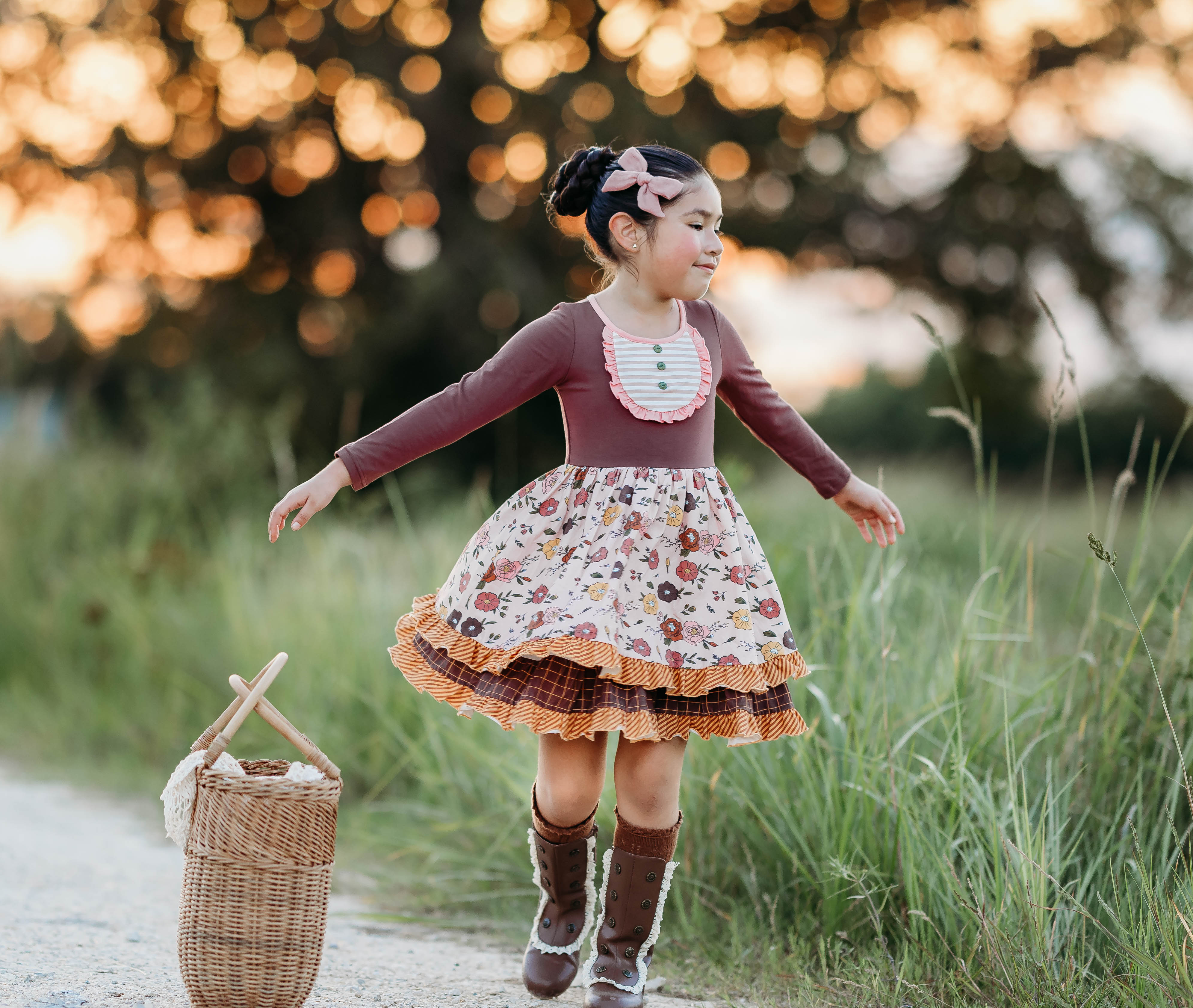 Mulberry Mocha Double Ruffle Dress