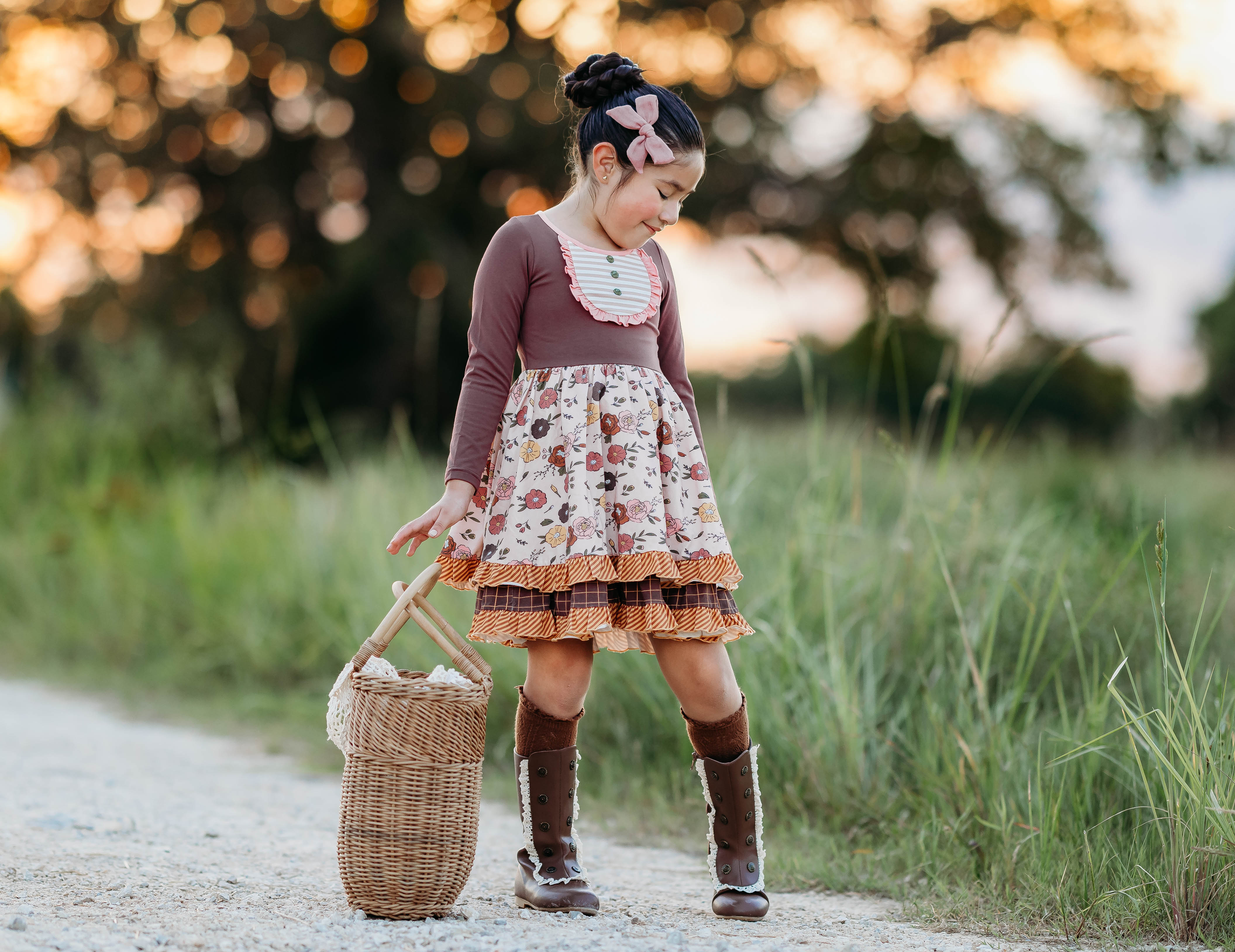 Mulberry Mocha Double Ruffle Dress