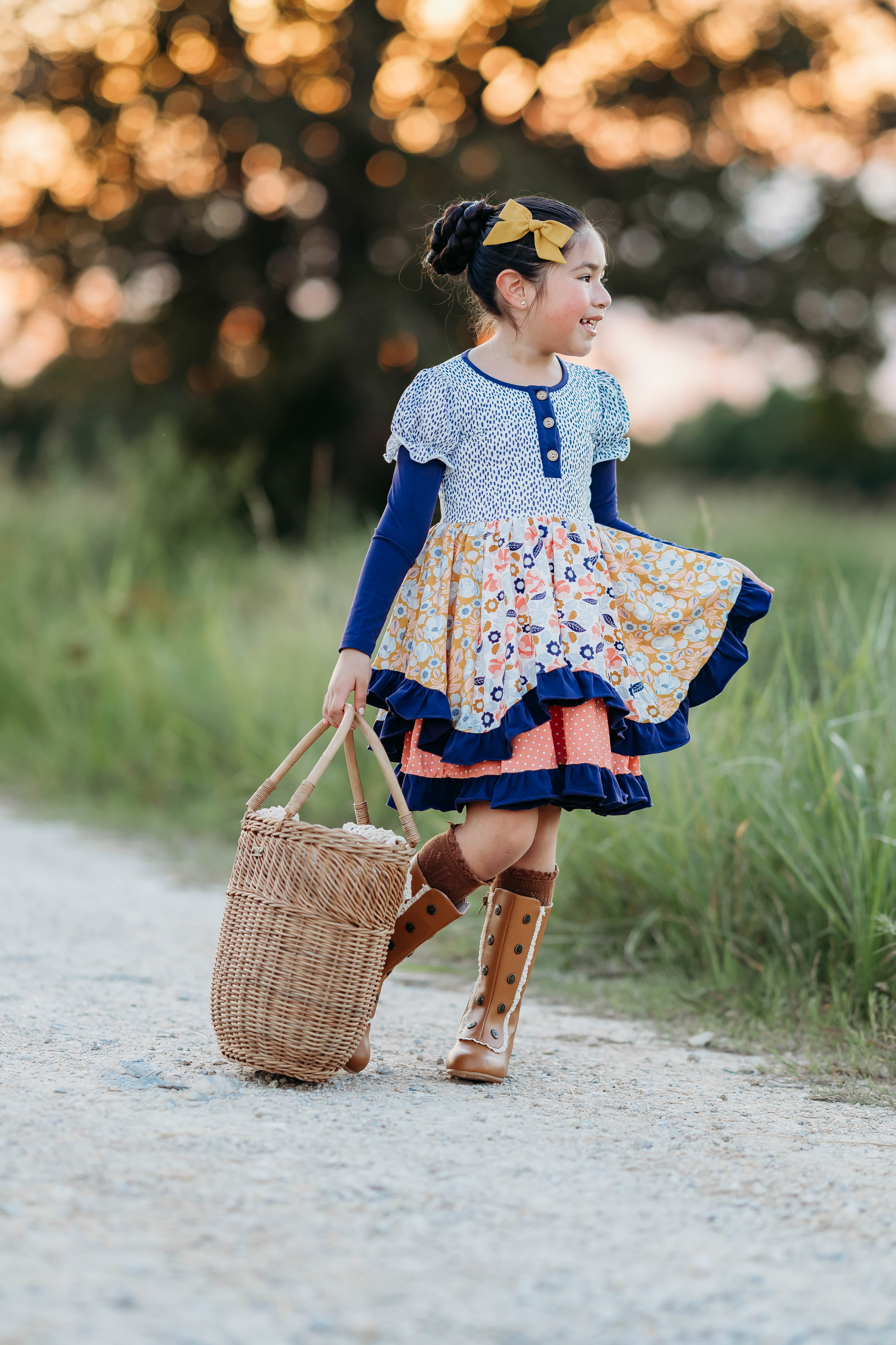 Starry Bloom Ruffle Dress