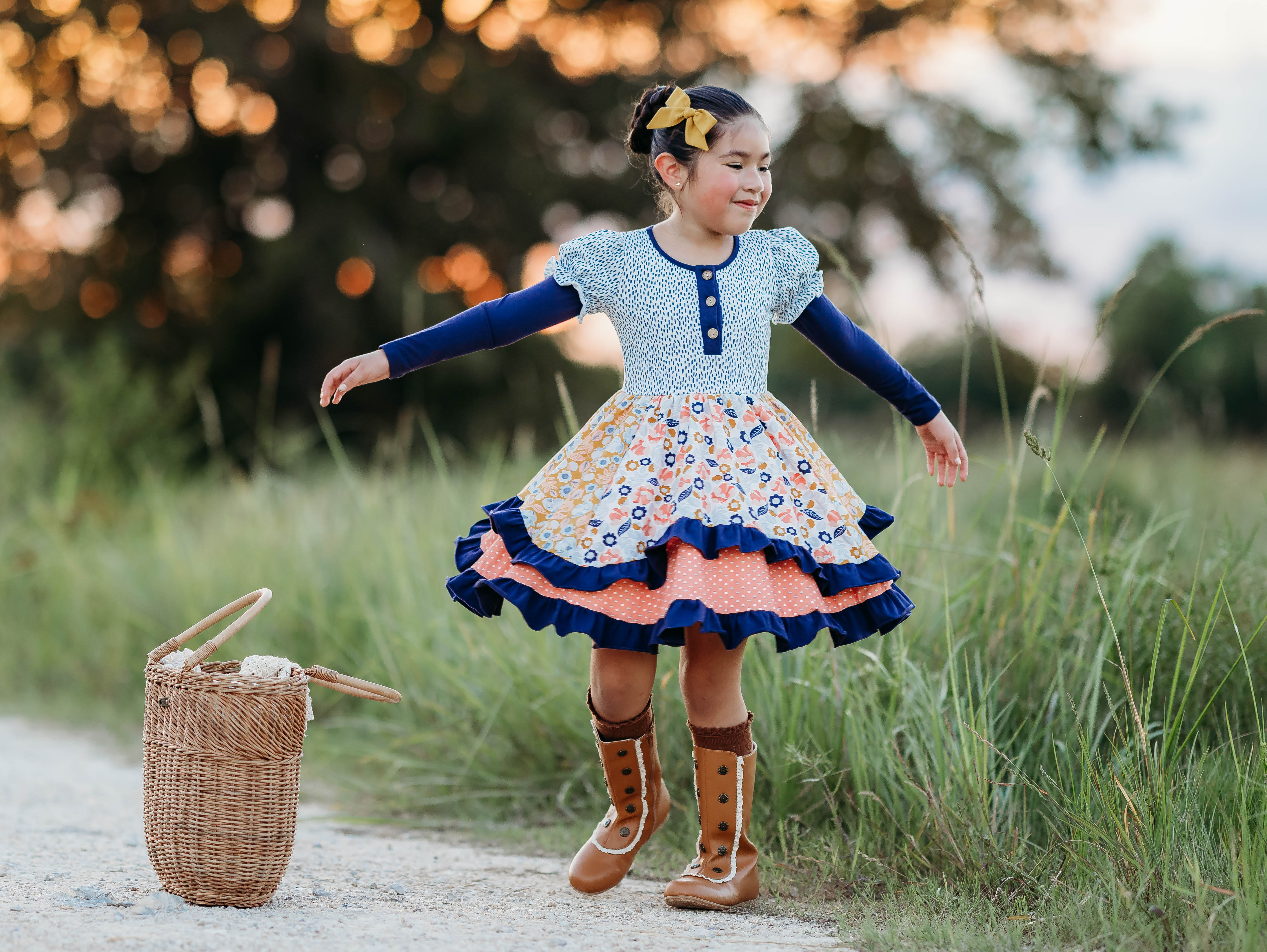 Starry Bloom Ruffle Dress