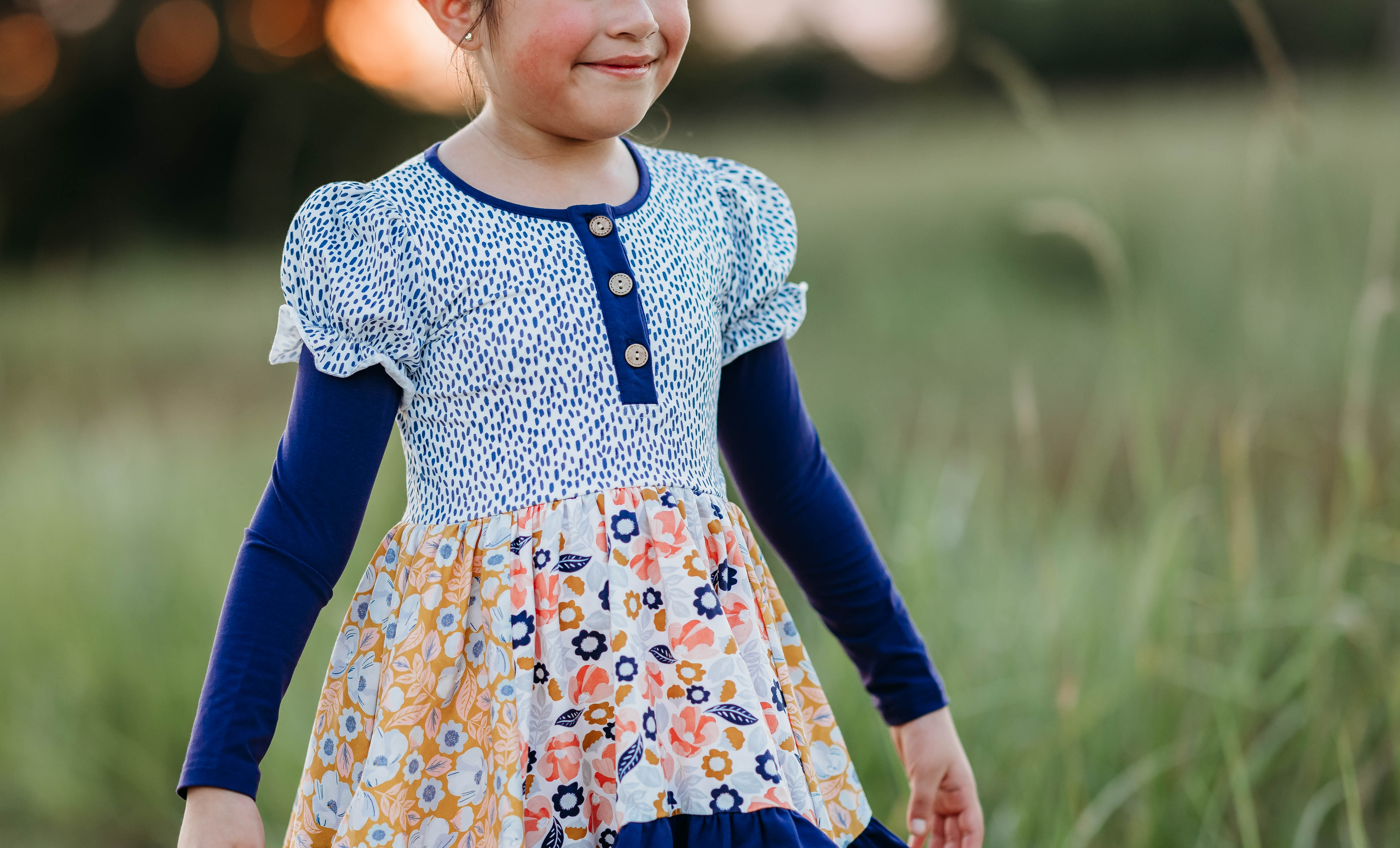 Starry Bloom Ruffle Dress