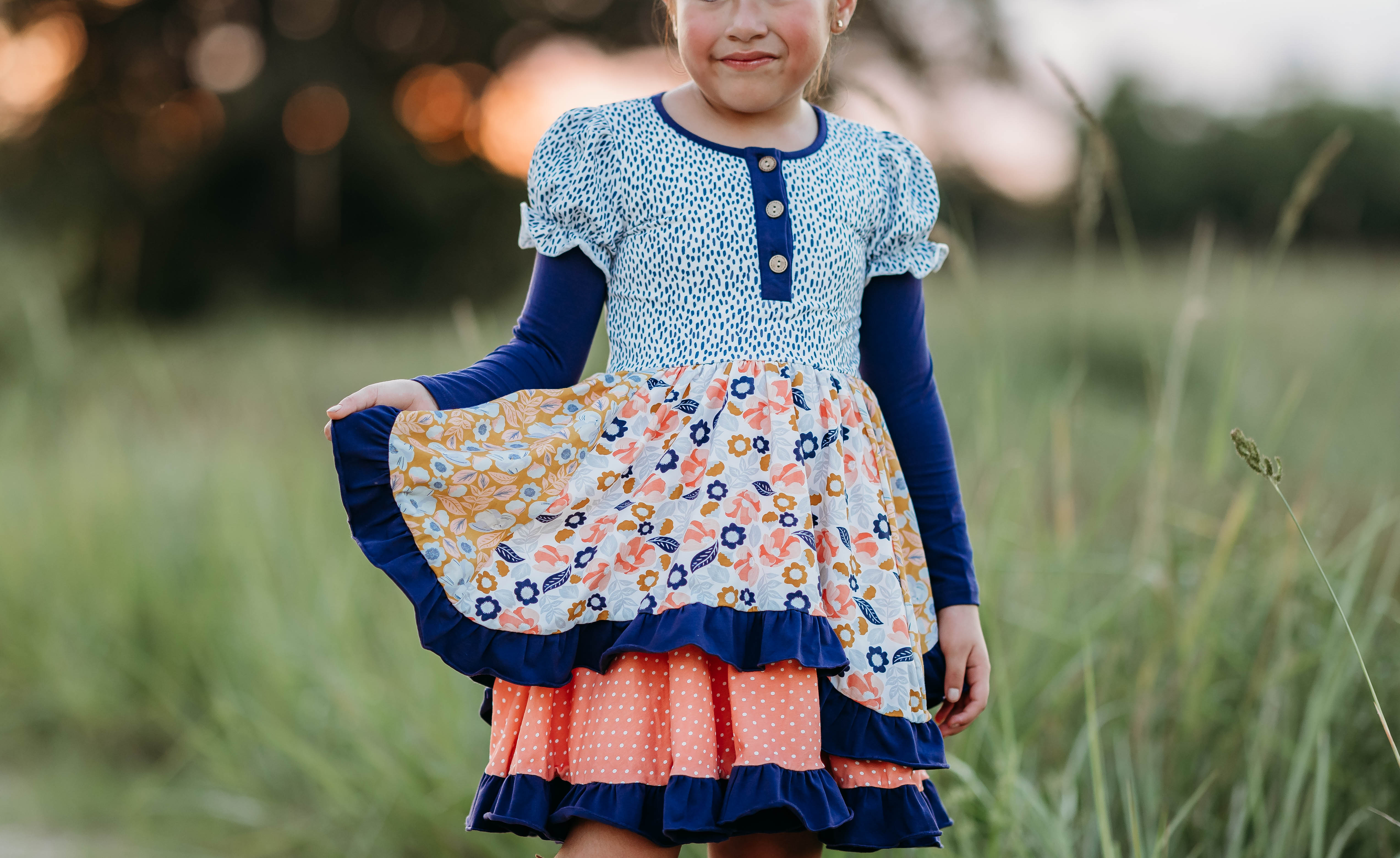 Starry Bloom Ruffle Dress