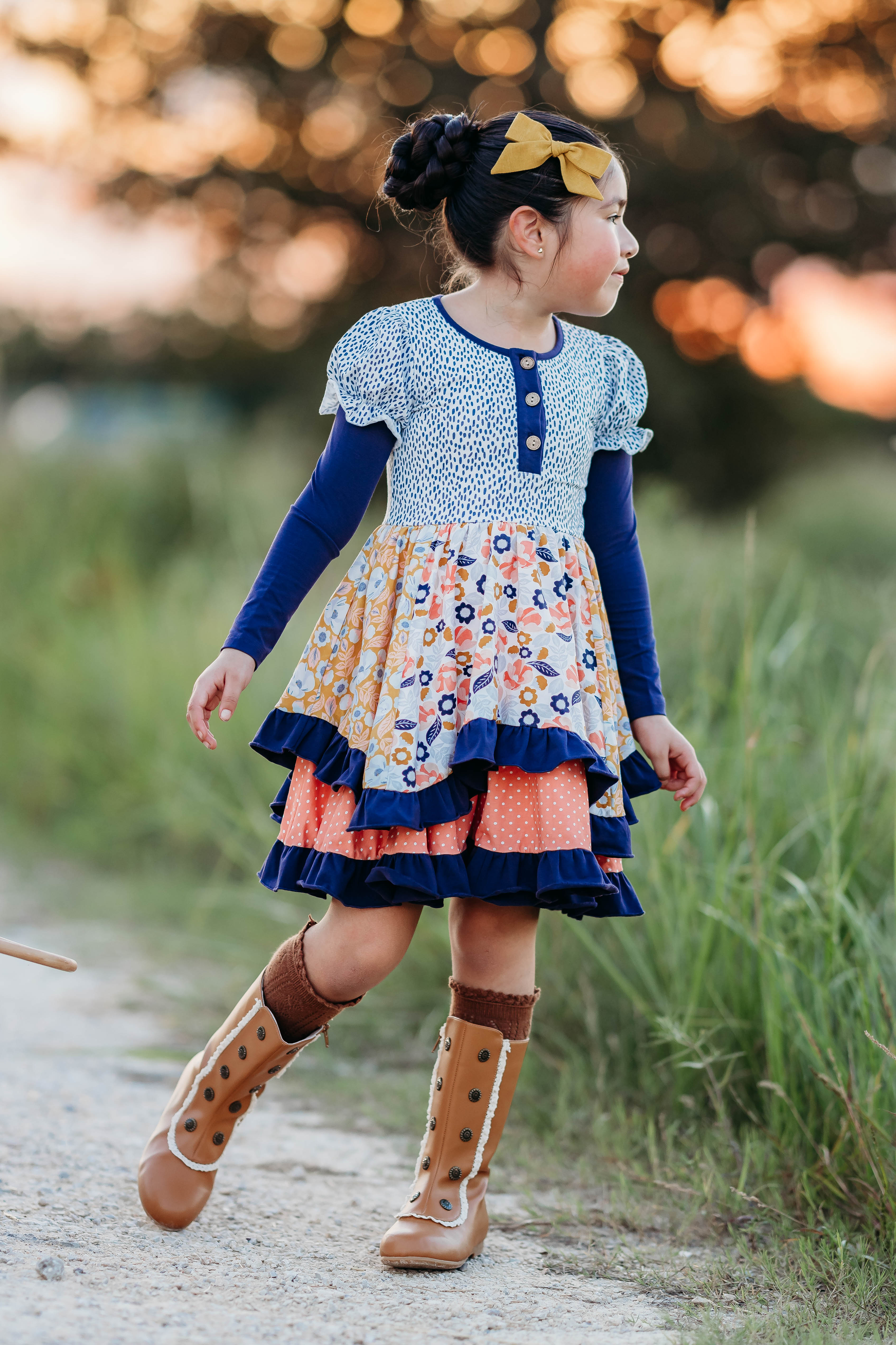 Starry Bloom Ruffle Dress