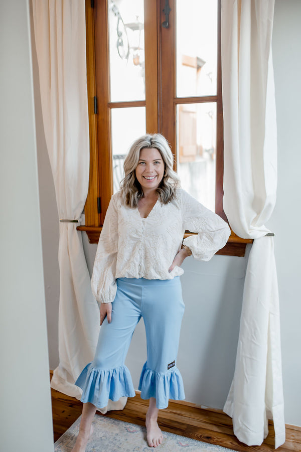 Women's matilda jane big ruffles in all kinds of colors. If you have not  tried big ruffles now is the time. They are the greatest pants ever. Slip  them on with your