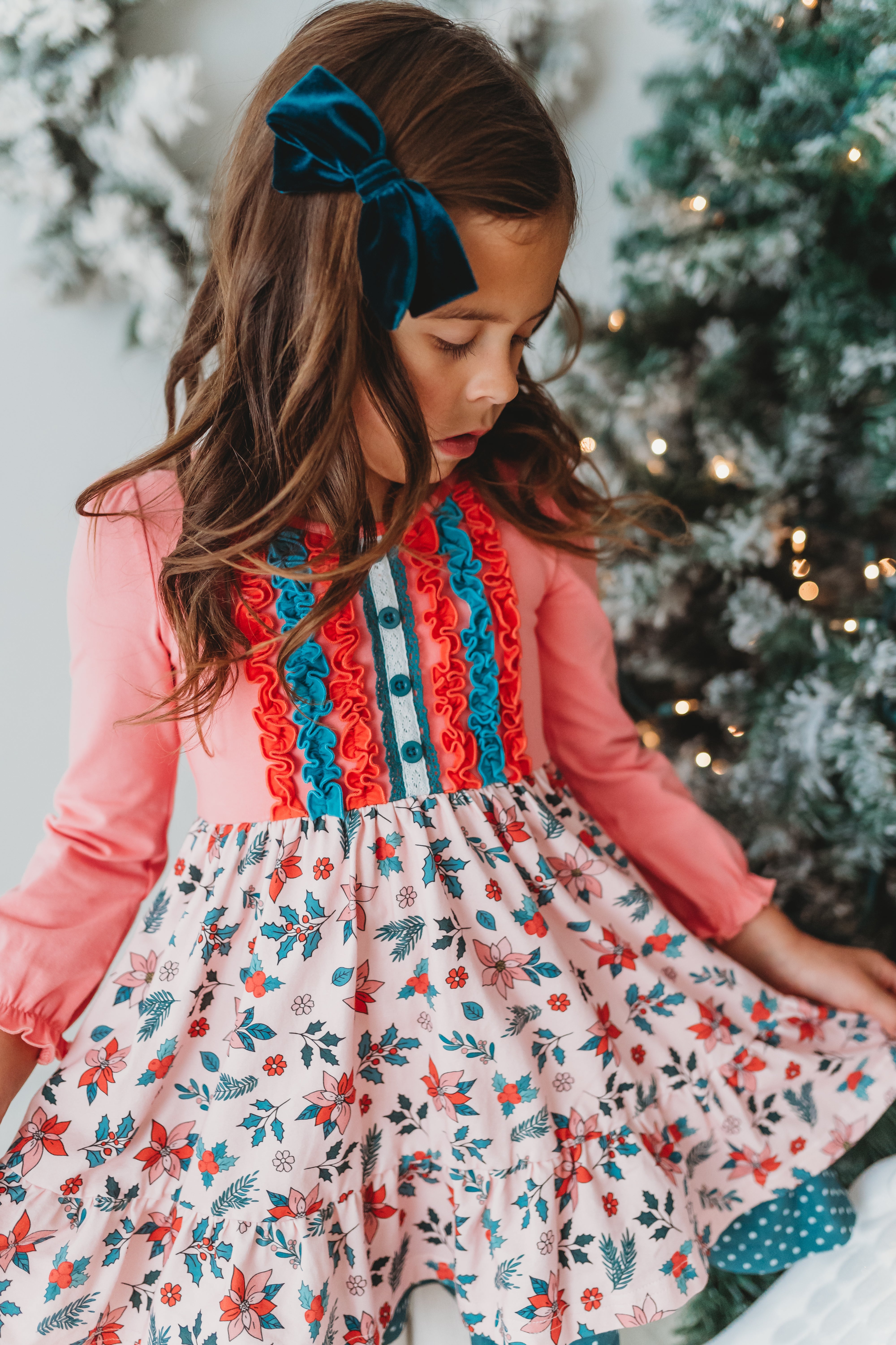 Double Ruffle Dress Poinsettia Prance