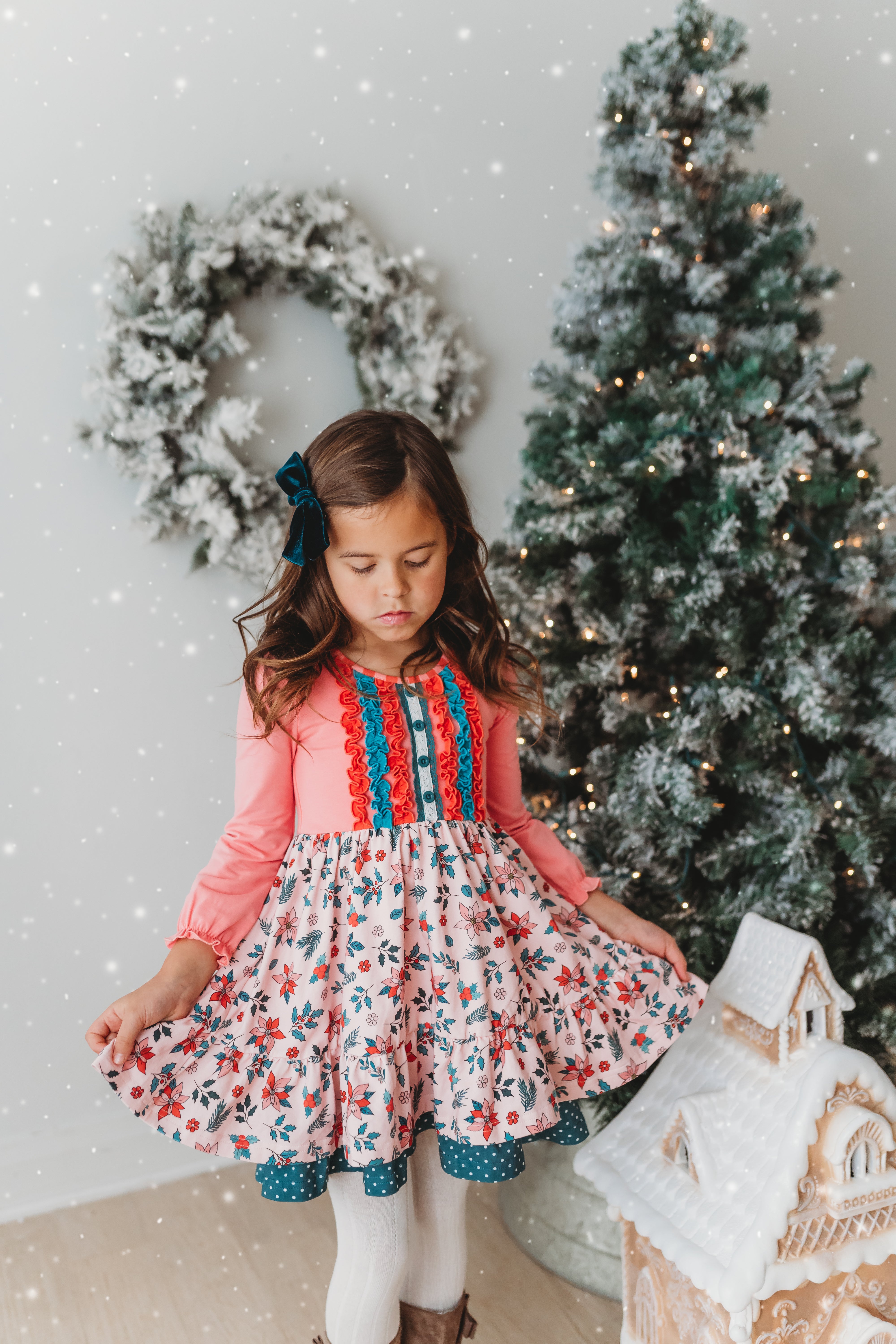 Double Ruffle Dress Poinsettia Prance