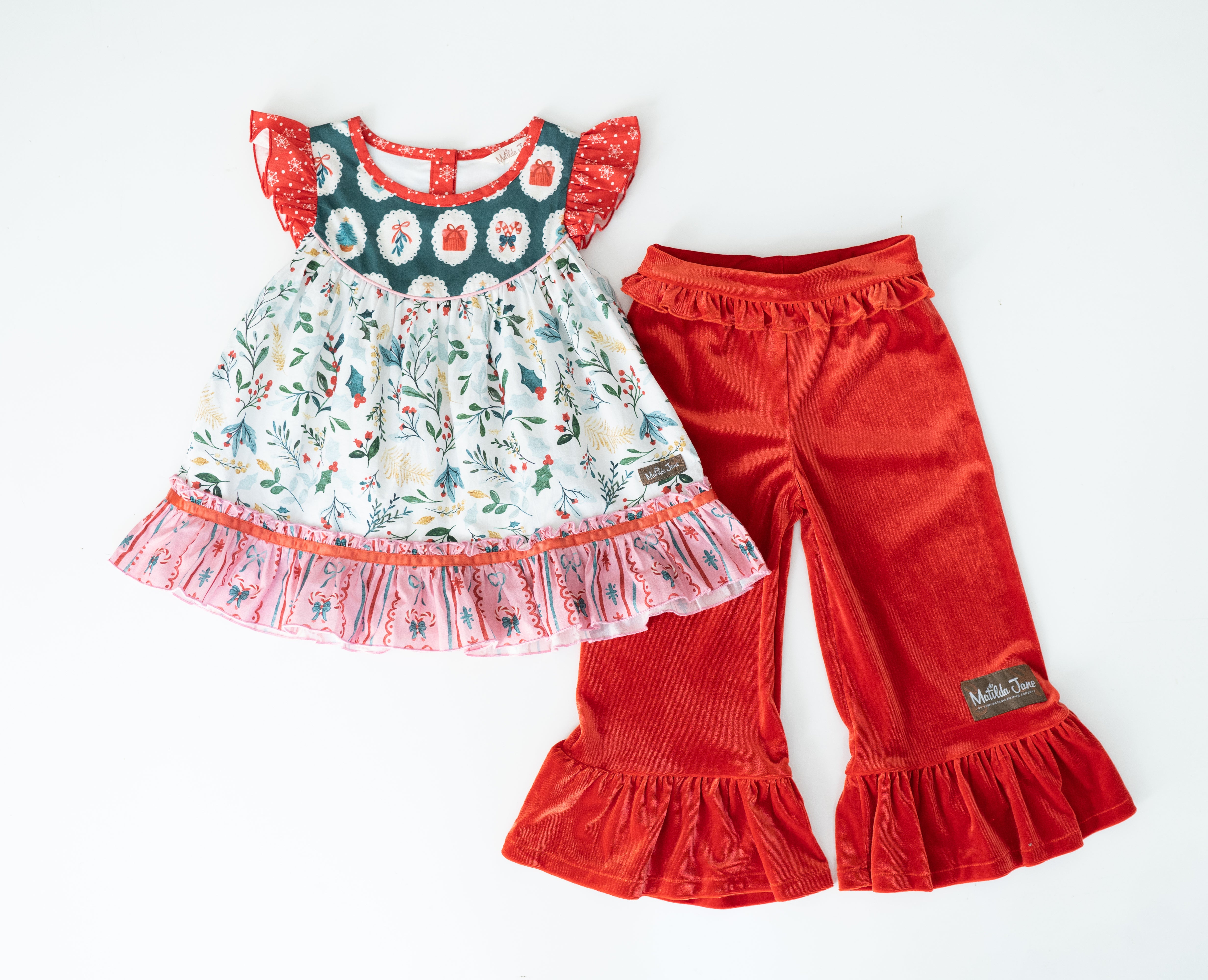 Ruby Reindeer Velvet Big Ruffles (Pre-Order)