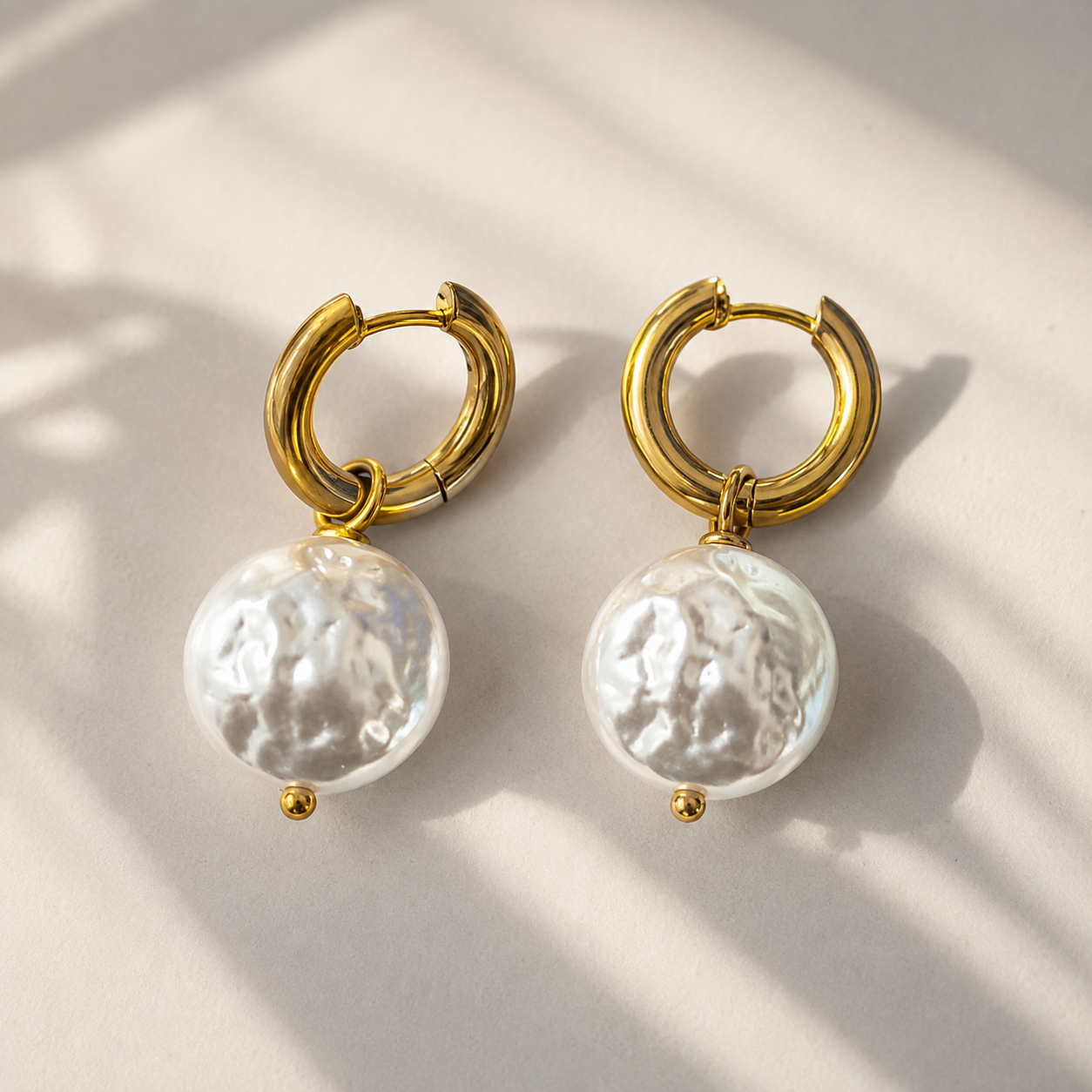 Celeste Pearl Drop Hoops