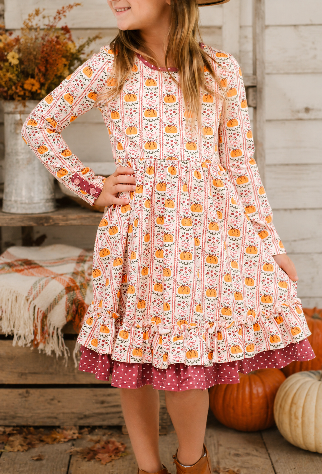 Pumpkin Kisses Ruffle Dress (Pre-Order)