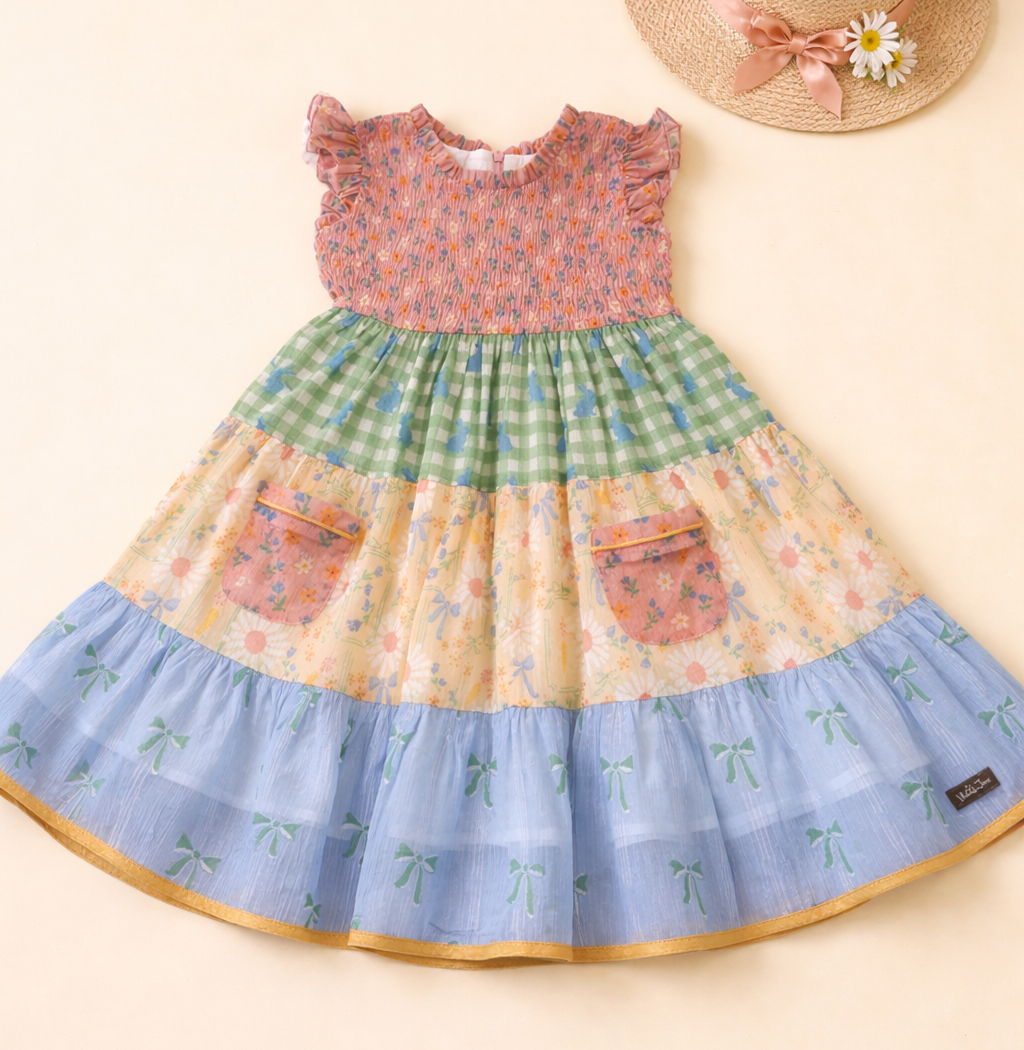 Patchwork Picnic Shimmer Dress (Pre-Order)