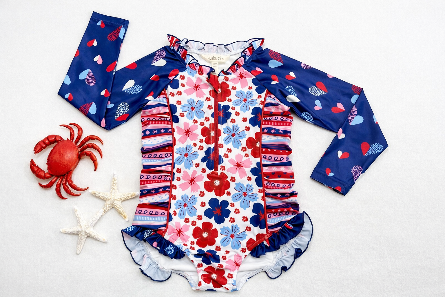 Rash Guard Swimsuit - Long Sleeve | Red, White, & Blueberry Adventures