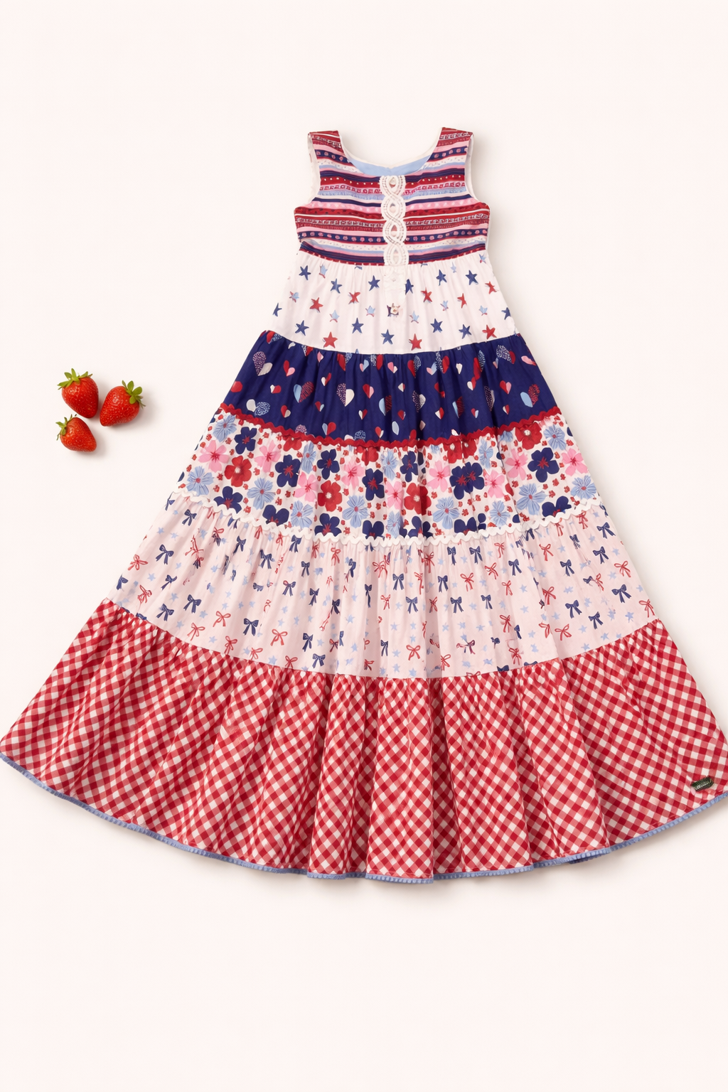 Red, White, & Blueberry Adventures Maxi Dress 12Y Red, White, & Blueberry Adventures Maxi Dress 12Y