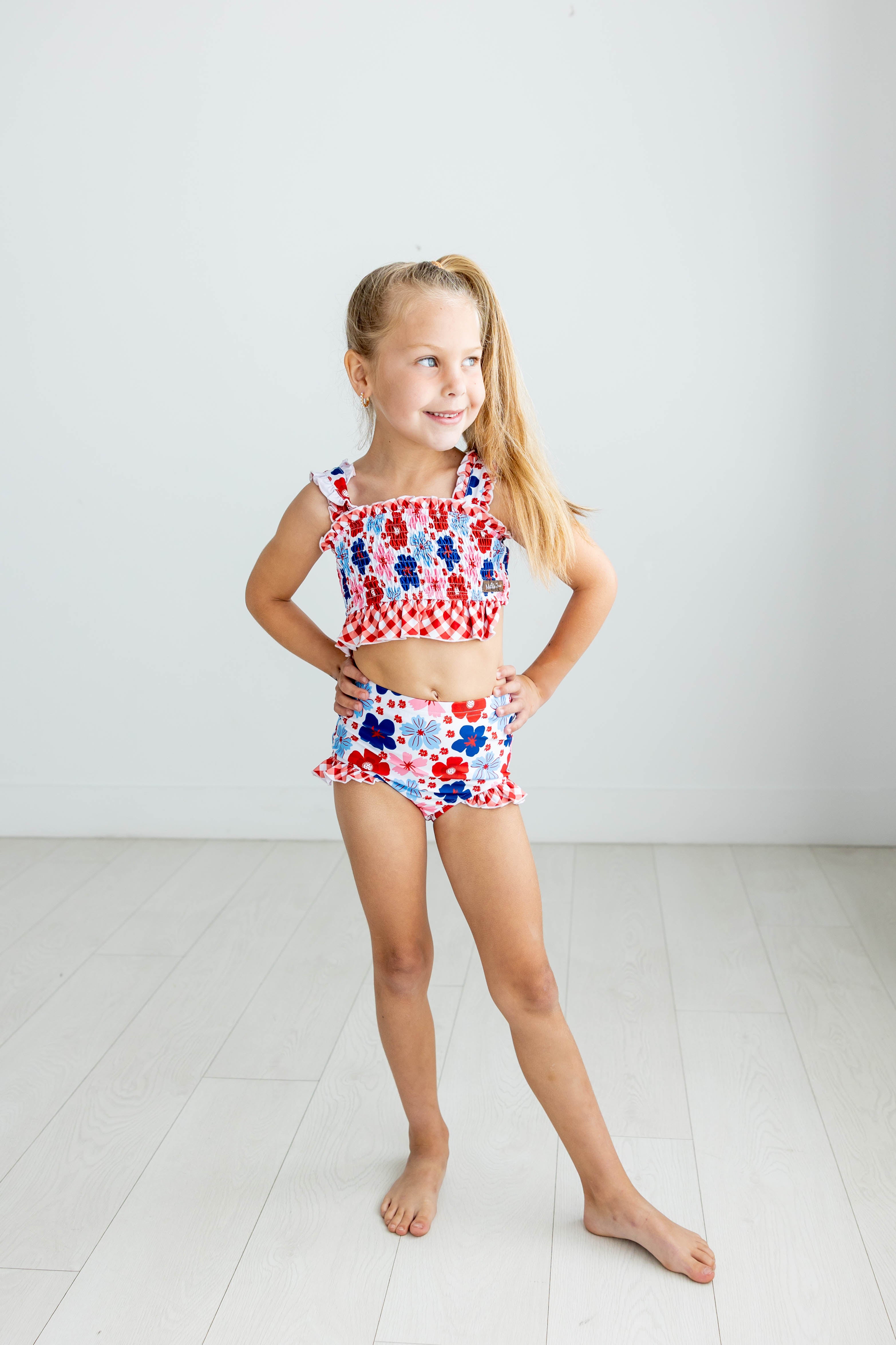 Smocked Swimsuit | Americana Blossom Parade