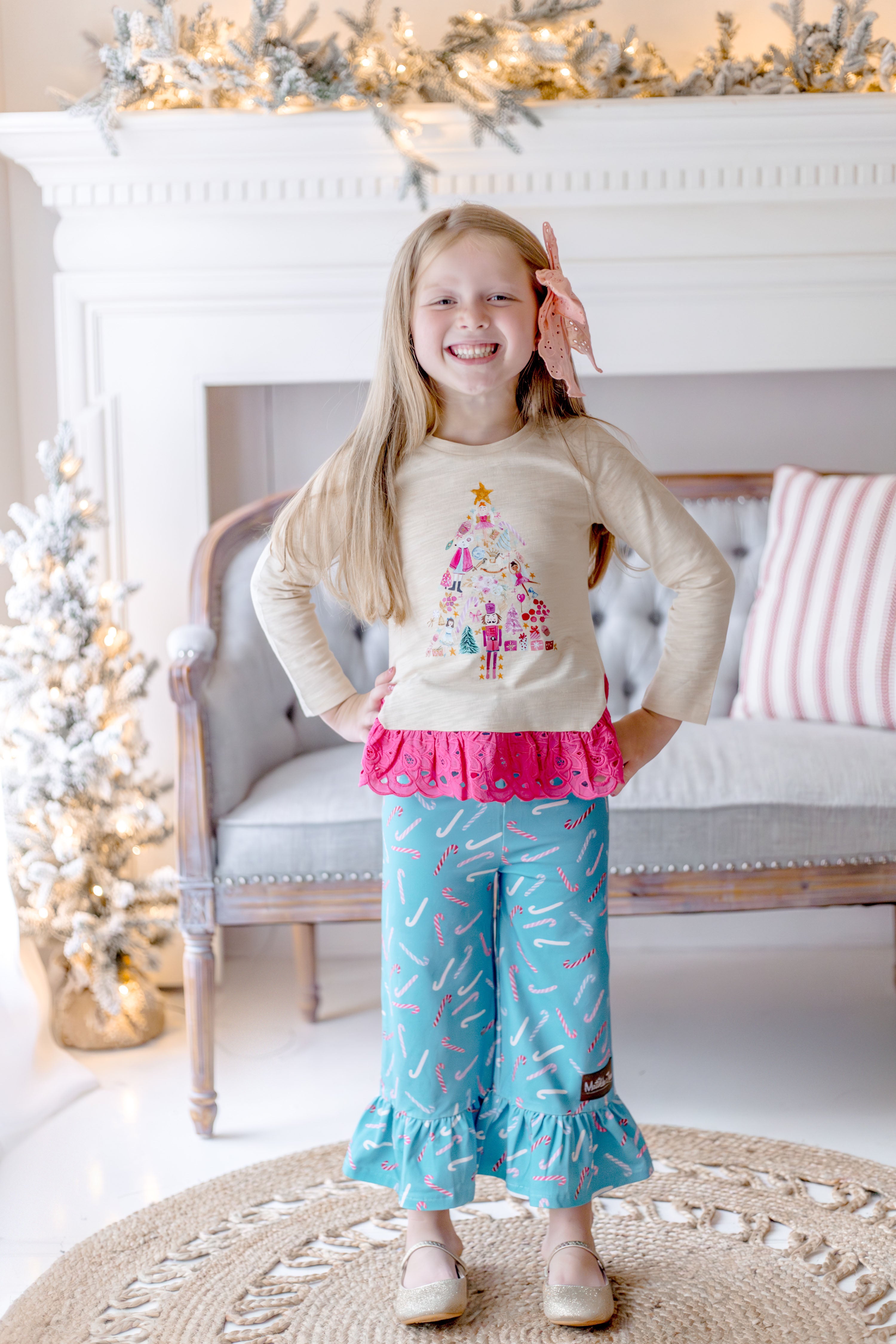 Candy Cane Cutie Big Ruffle Leggings (Pre-Order)