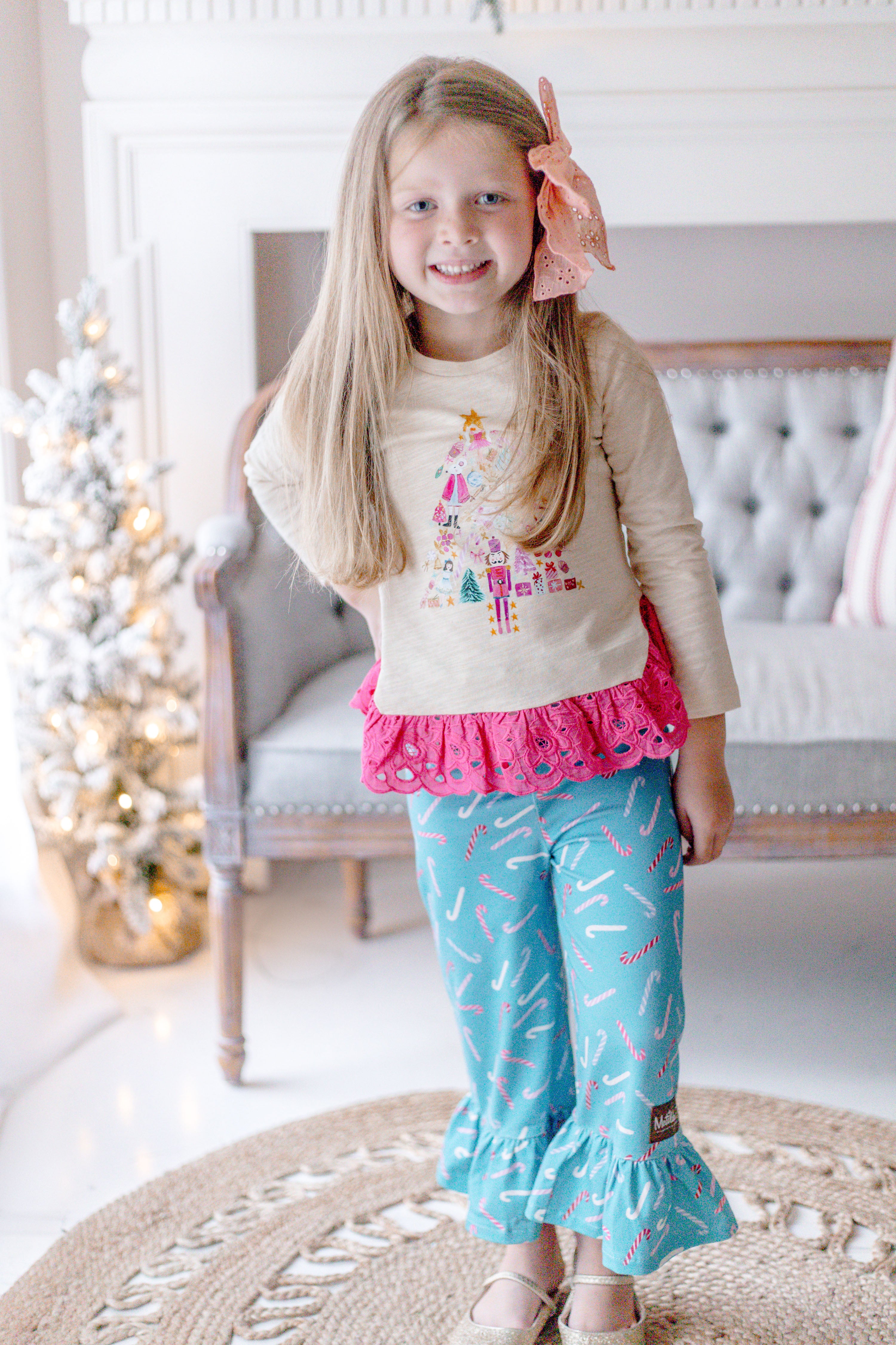 Candy Cane Cutie Big Ruffle Leggings (Pre-Order)