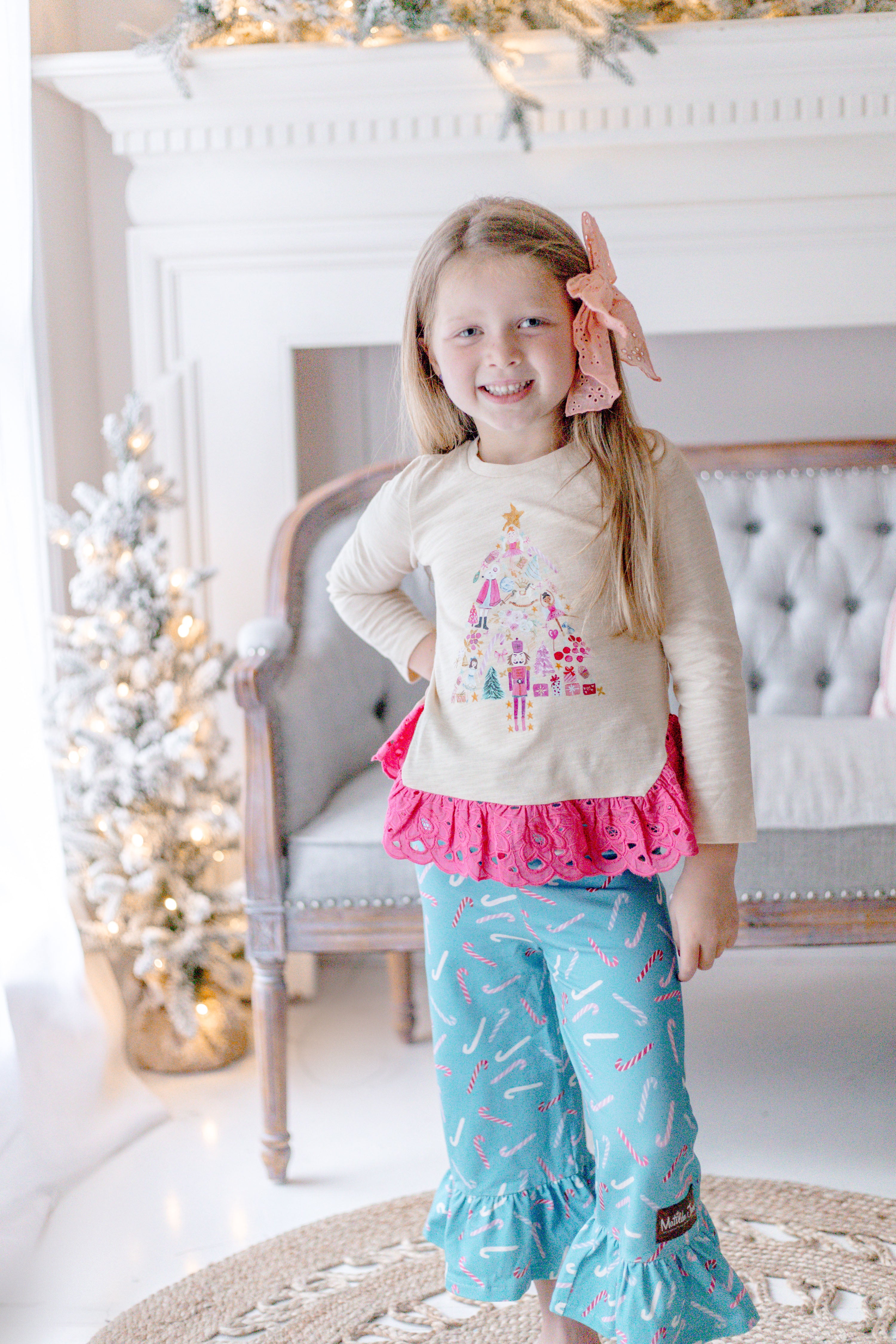 Candy Cane Cutie Big Ruffle Leggings (Pre-Order)