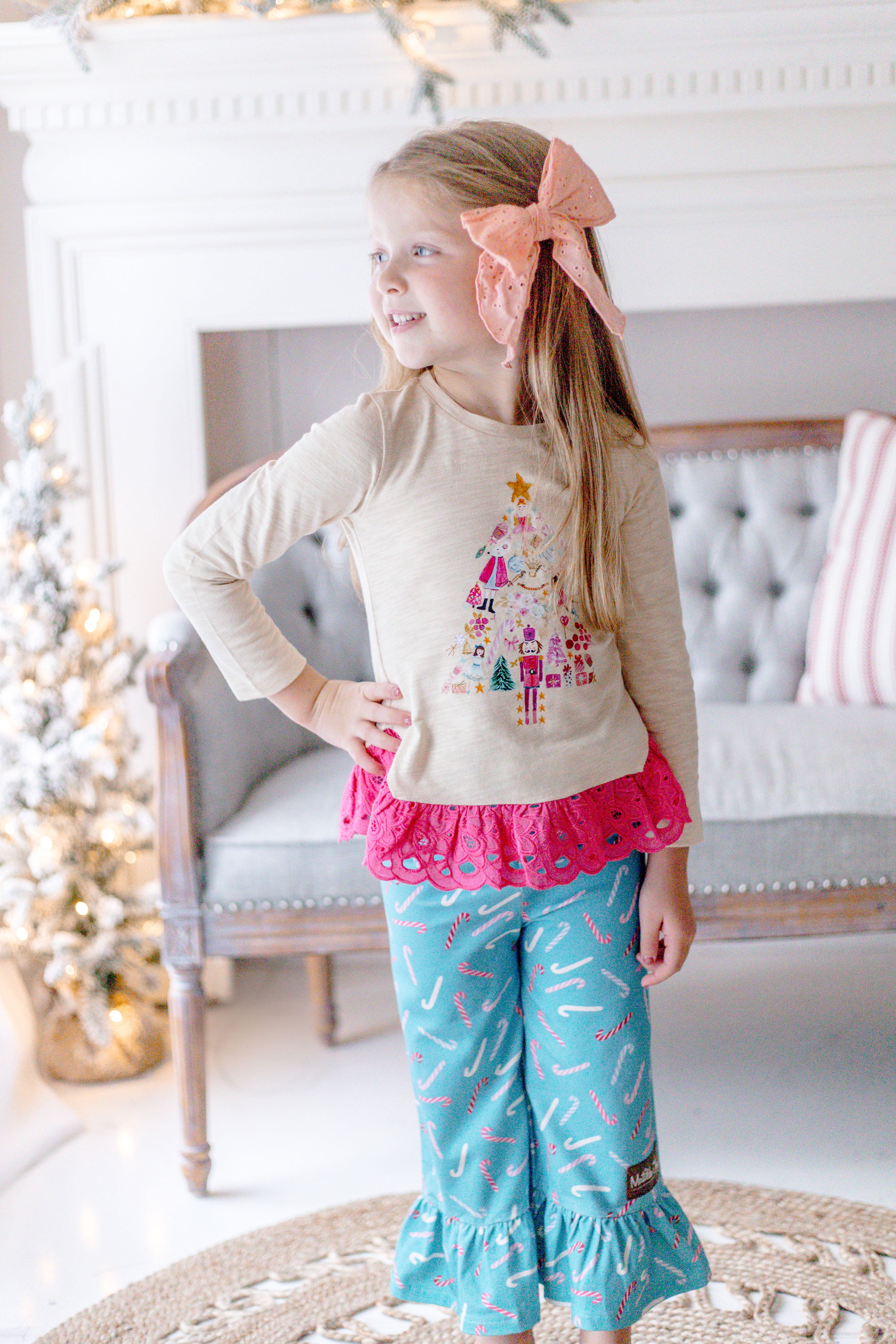 Candy Cane Cutie Big Ruffle Leggings (Pre-Order)