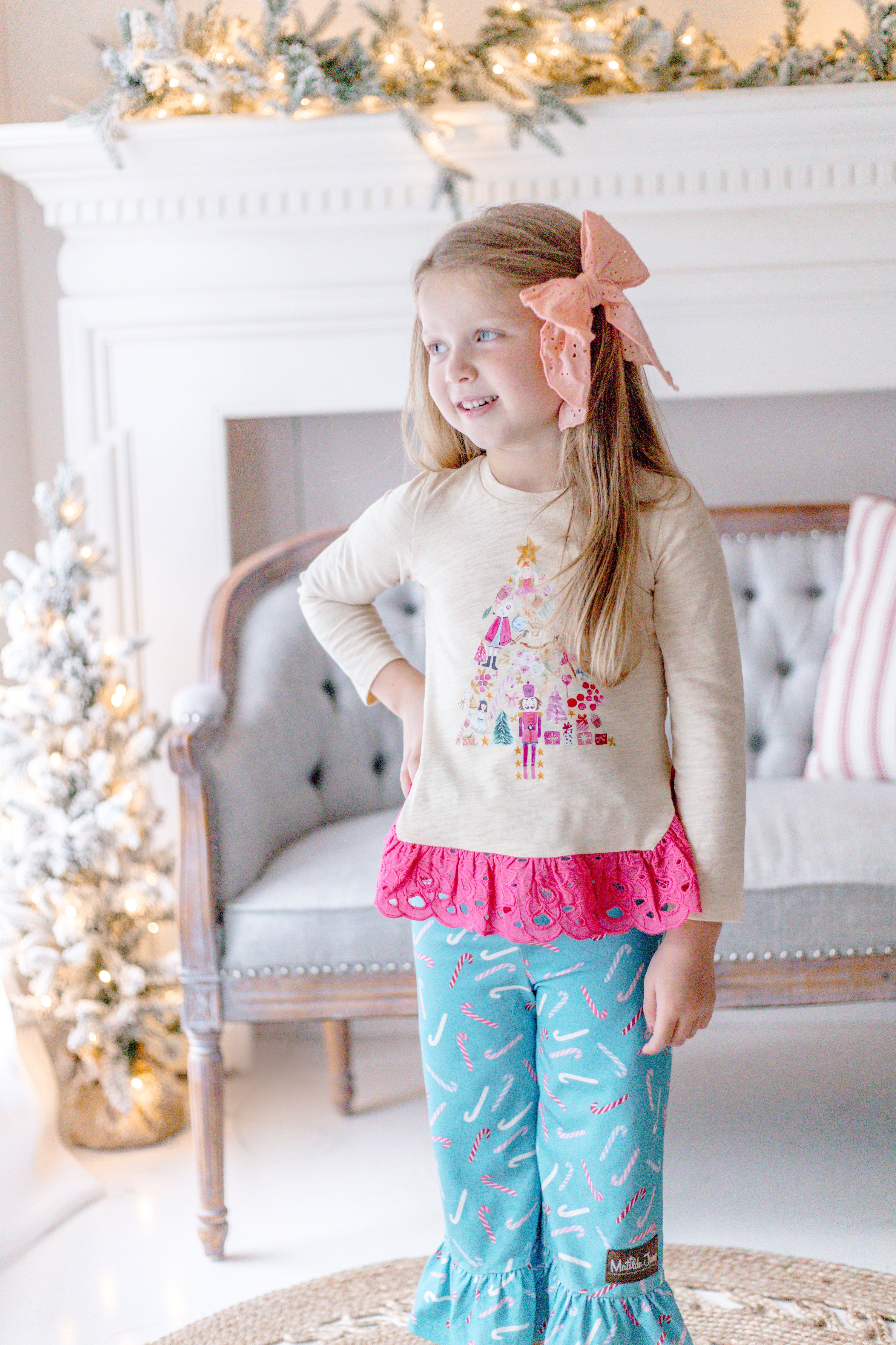 Candy Cane Cutie Big Ruffle Leggings (Pre-Order)