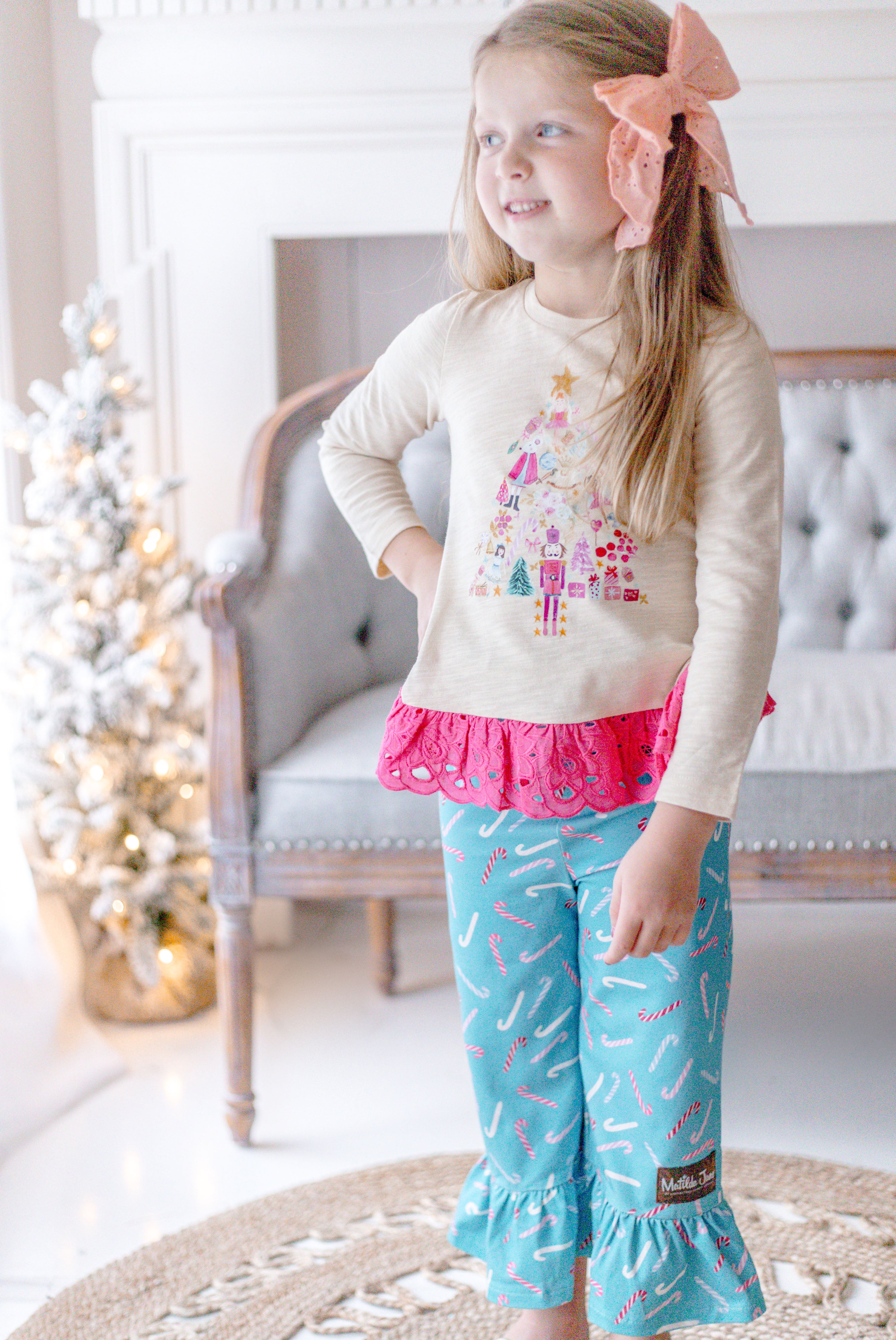 Candy Cane Cutie Big Ruffle Leggings (Pre-Order)