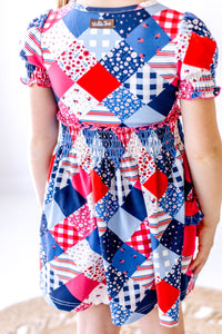 Stars And Stripes Stitched Lap Dress