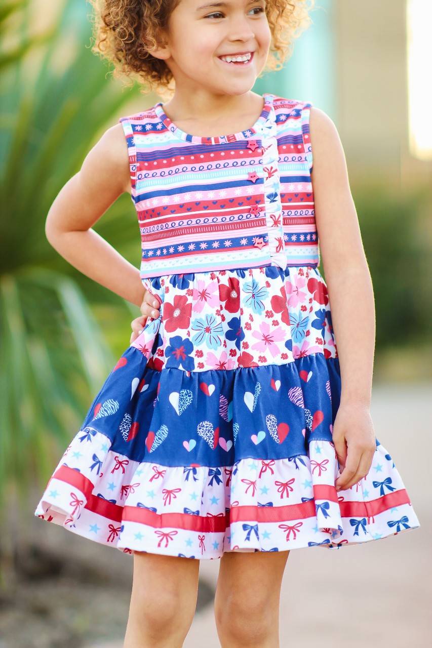 Red, White, & Blueberry Adventures Panel Dress 14Y