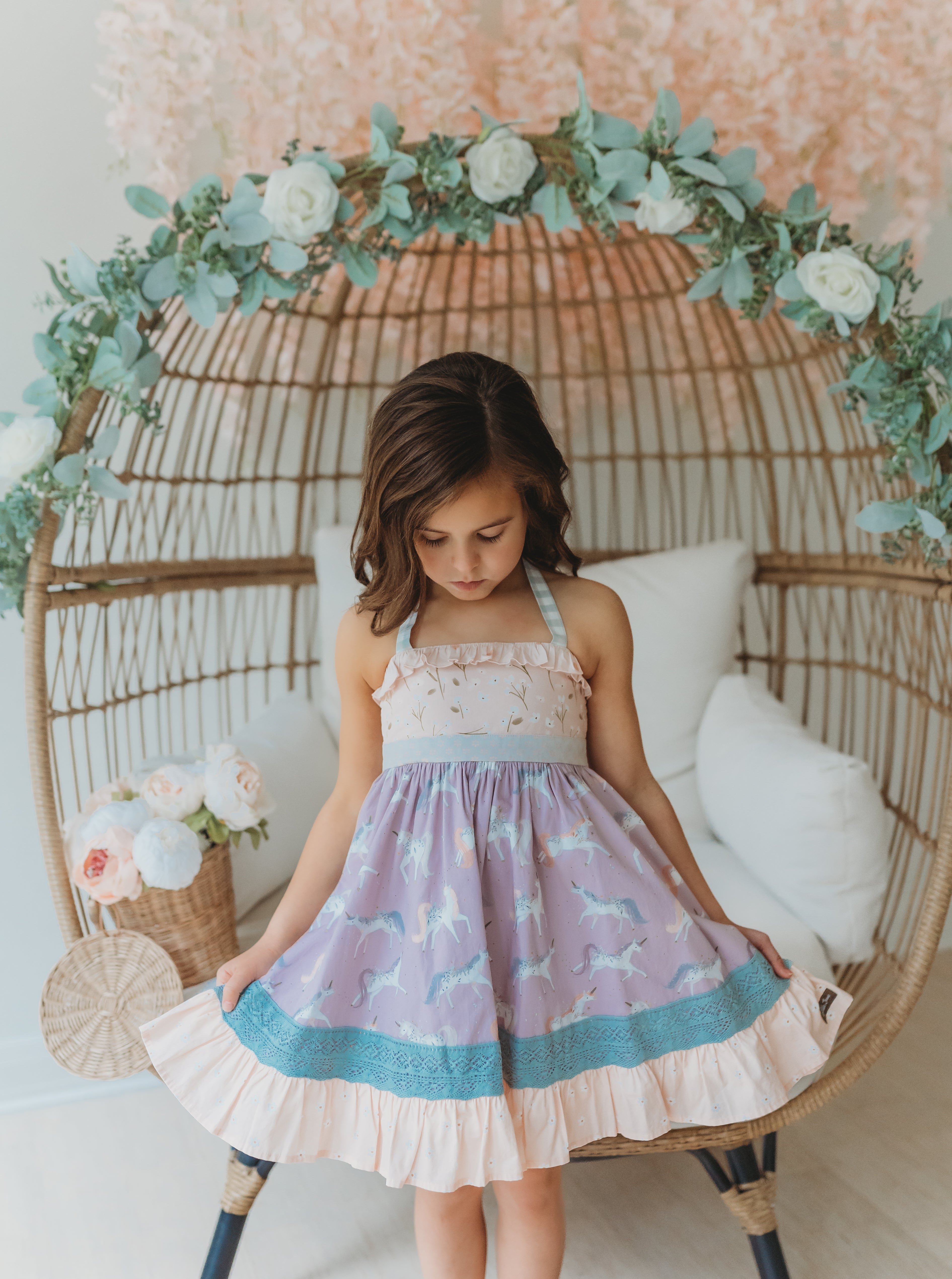 Jupe Fille Matilda Jane Taille 6 - Imprimé Floral (marron, Rose, Corail) - Tissu Coton Mélangé - Occasion Très Bon état