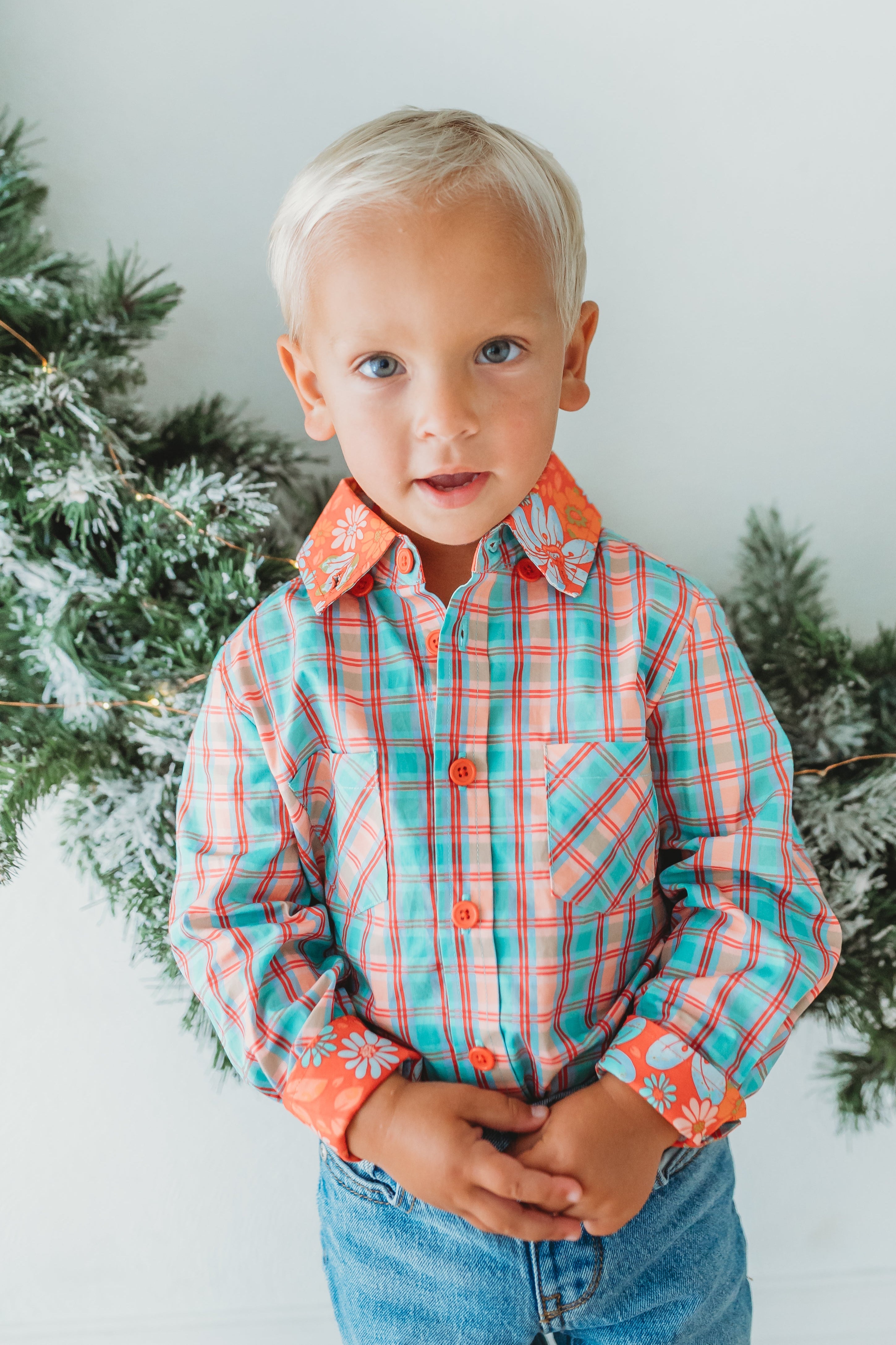 Deck The Plaids Boys Button Up Shirt (Pre-Order)
