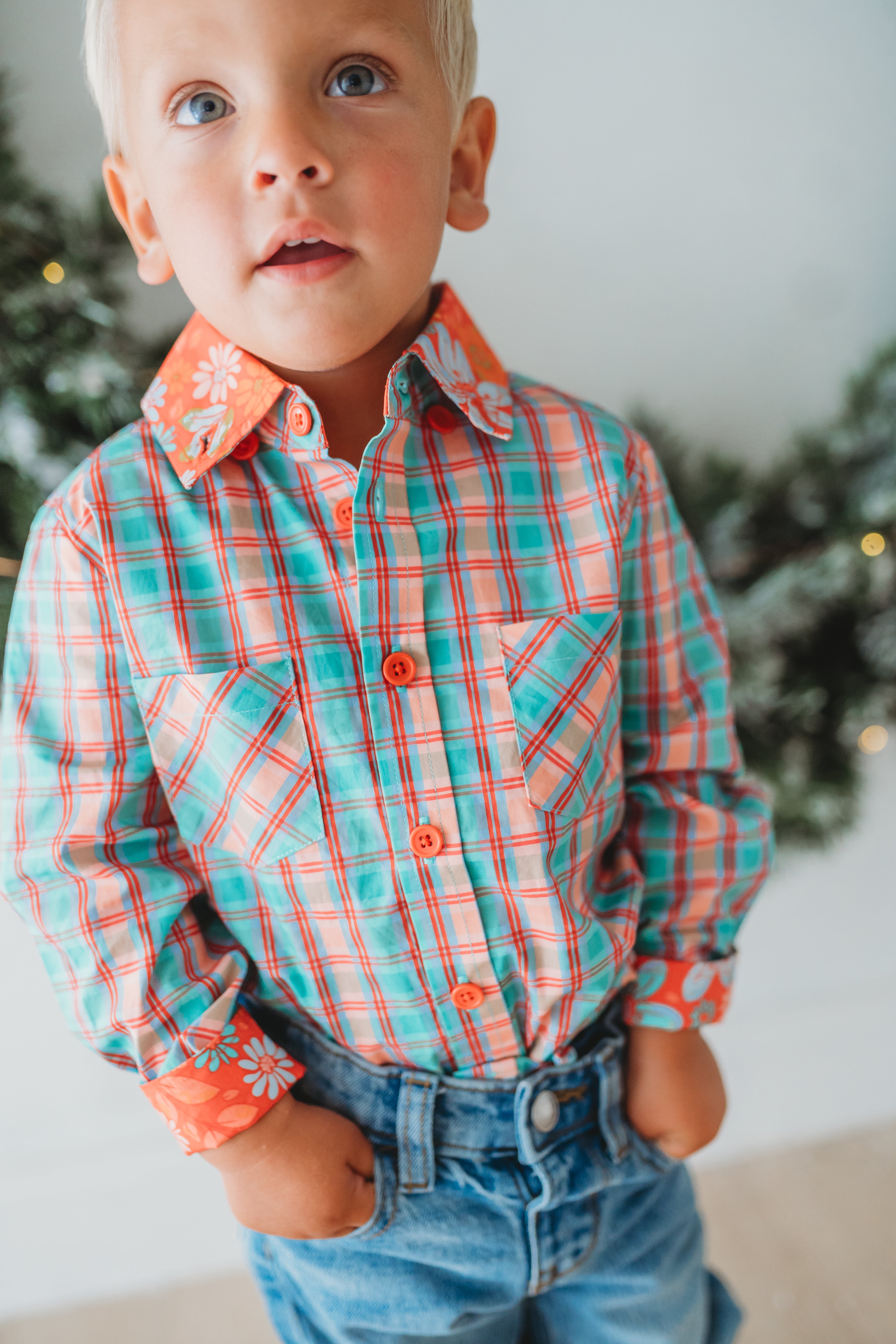 Deck The Plaids Boys Button Up Shirt (Pre-Order)