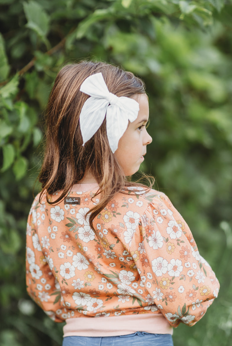Puff Sleeve Sweater Floral Symphony