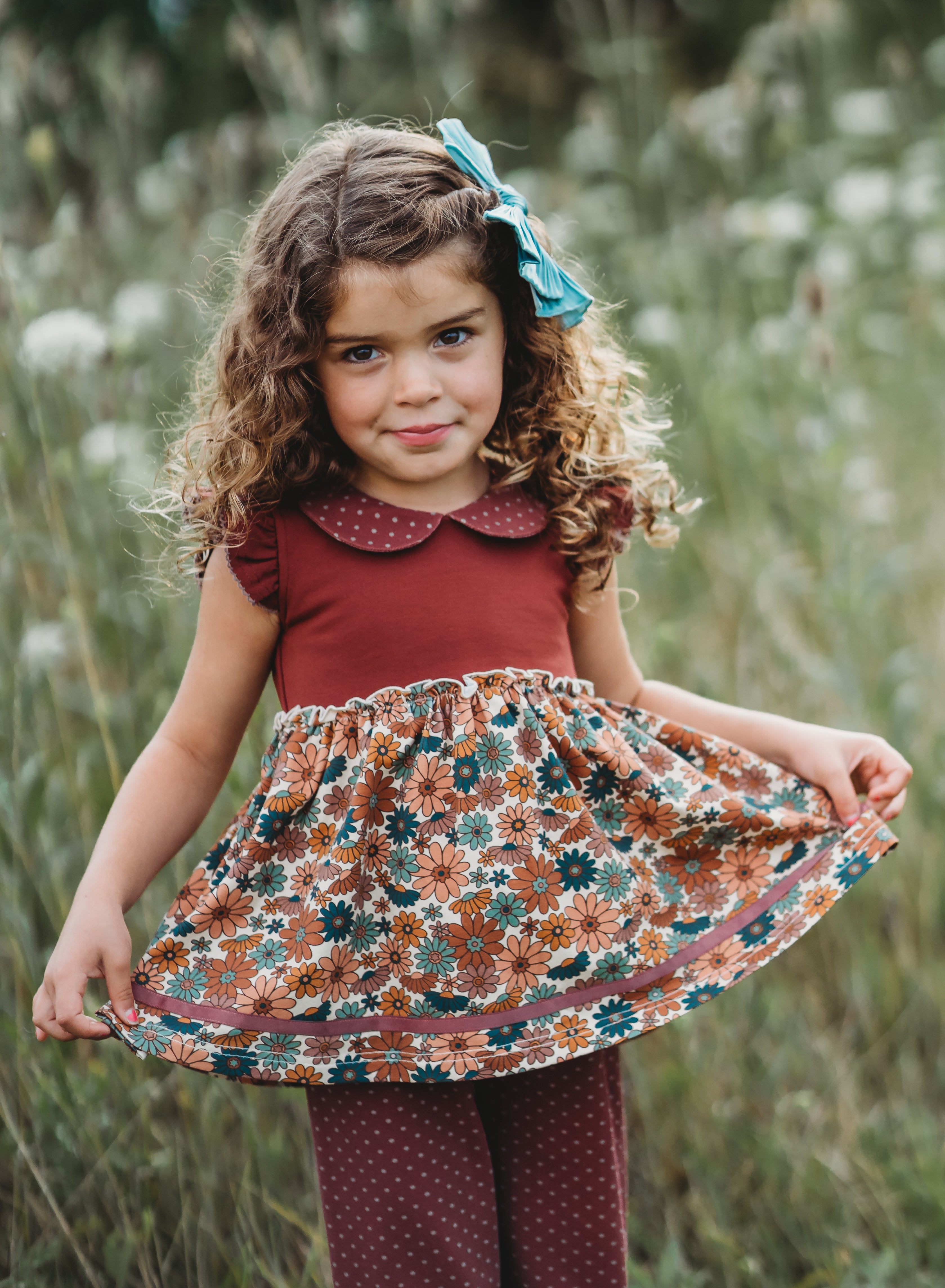 Teal Twinkle Satin Hair Bow