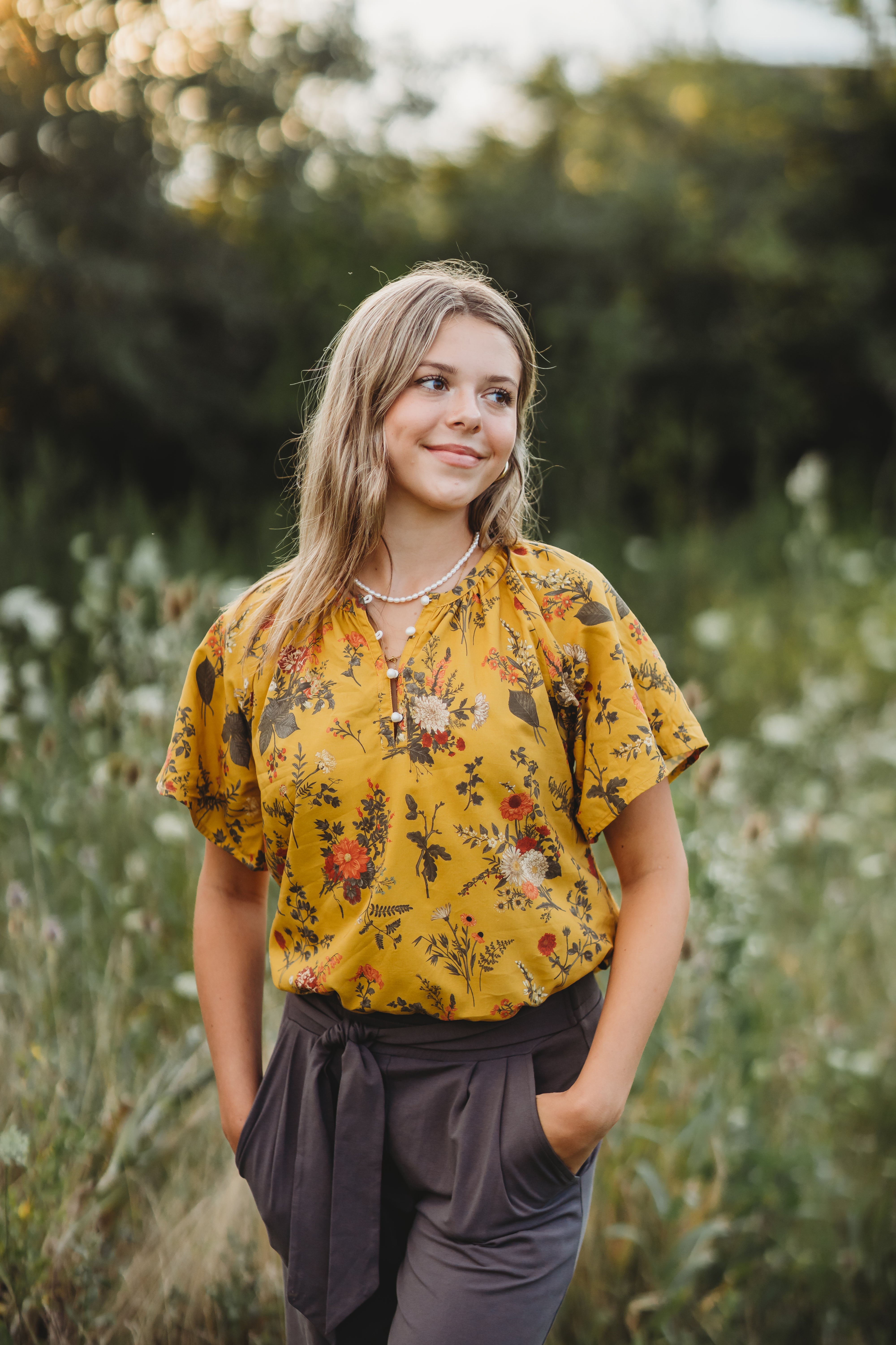 Women's Tunic Mustard Magic Bloom