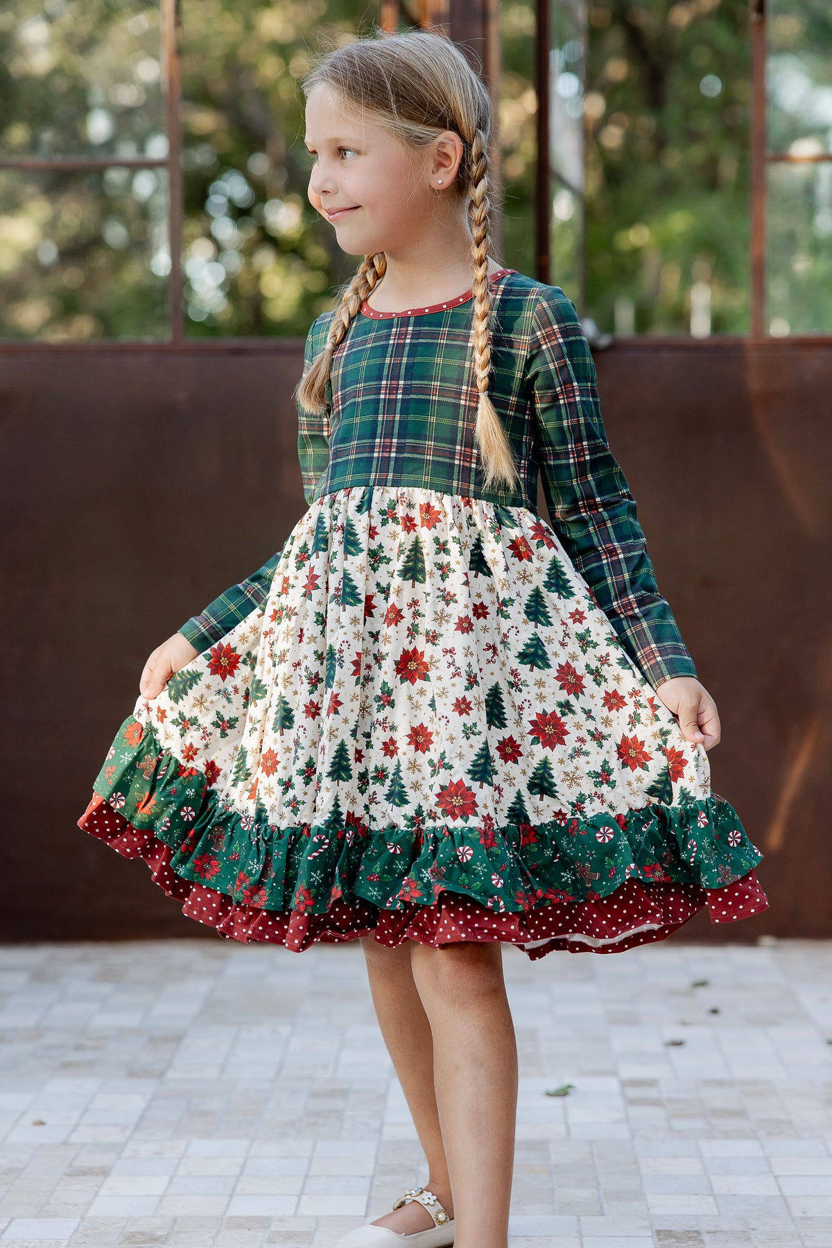 Christmas at Evergreen Manor Ruffle Dress (Pre-Order)