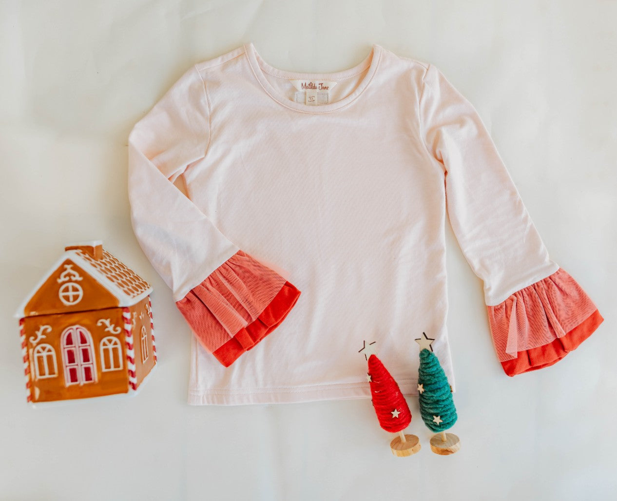 Blushing Festive Tulle Ruffle Top