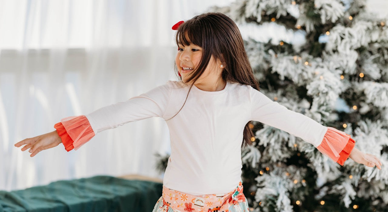 Blushing Festive Tulle Ruffle Top