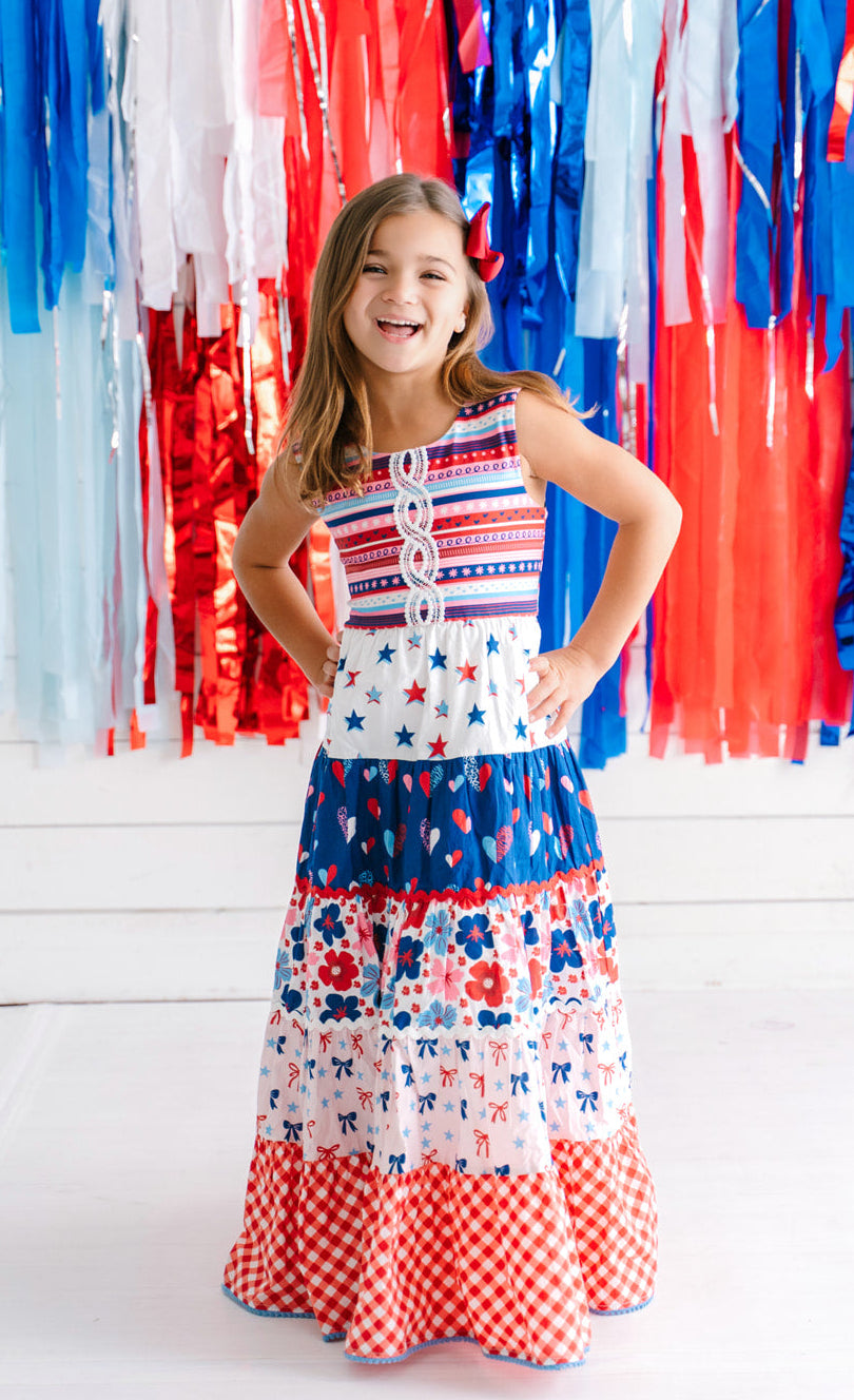 Red, White, & Blueberry Adventures Maxi Dress