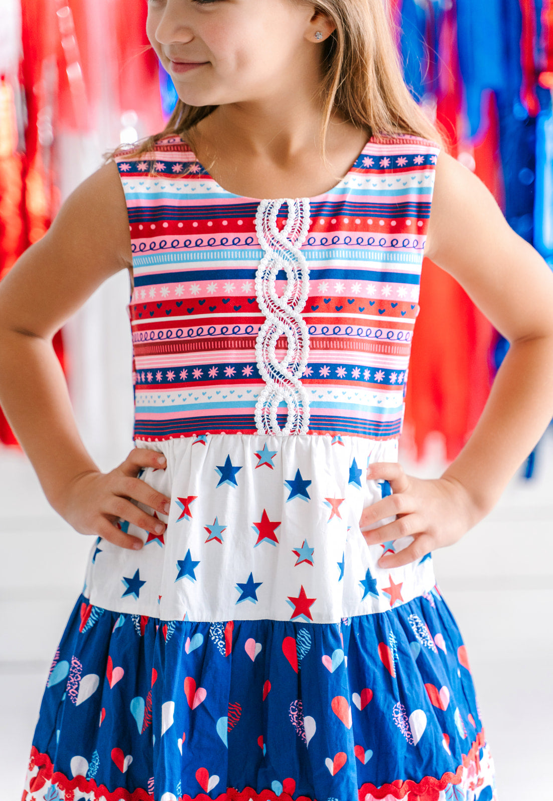 Red, White, & Blueberry Adventures Maxi Dress 12Y